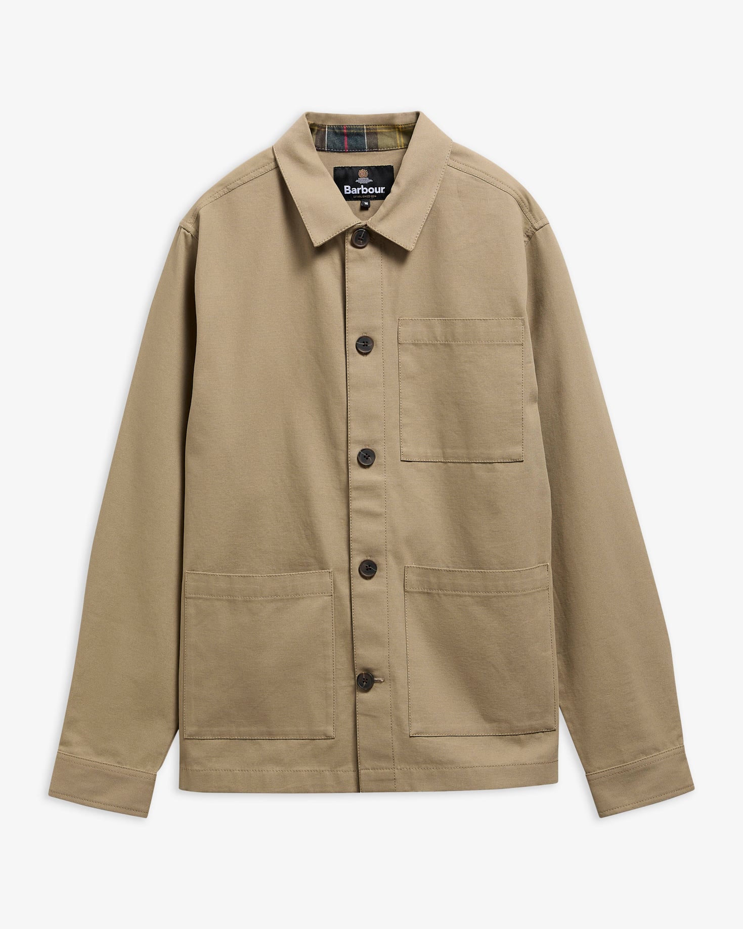 Barbour Overshirt Tartan Trimmed Washed Sage