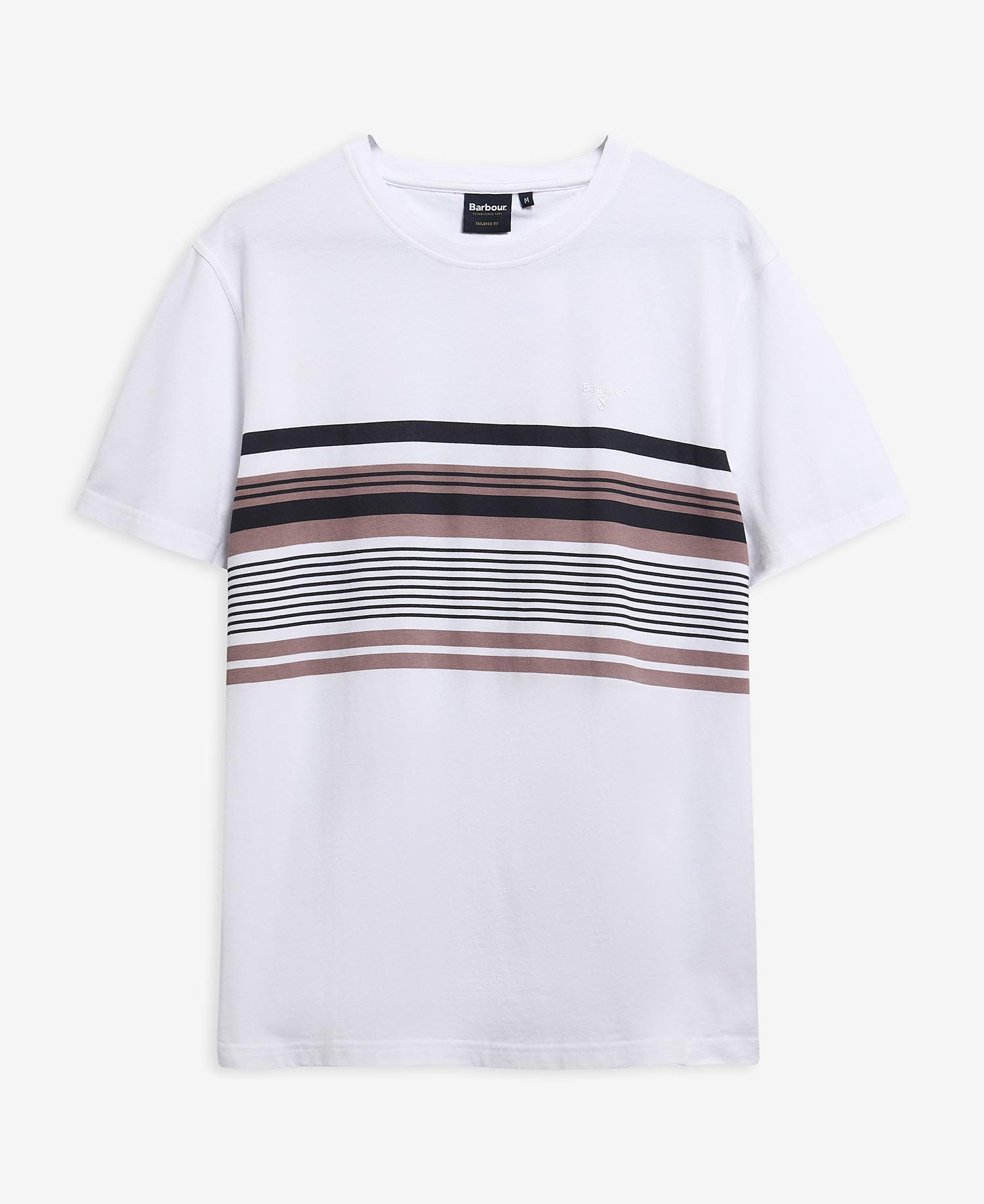 Teeside Striped Graphic Tailored T-Shirt White