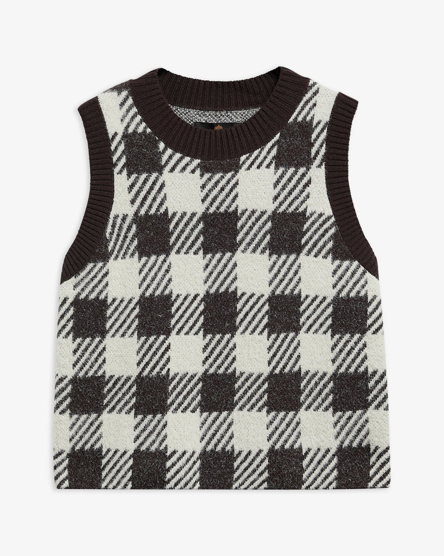 Amaya Check Knitted Vest Truffle Multi