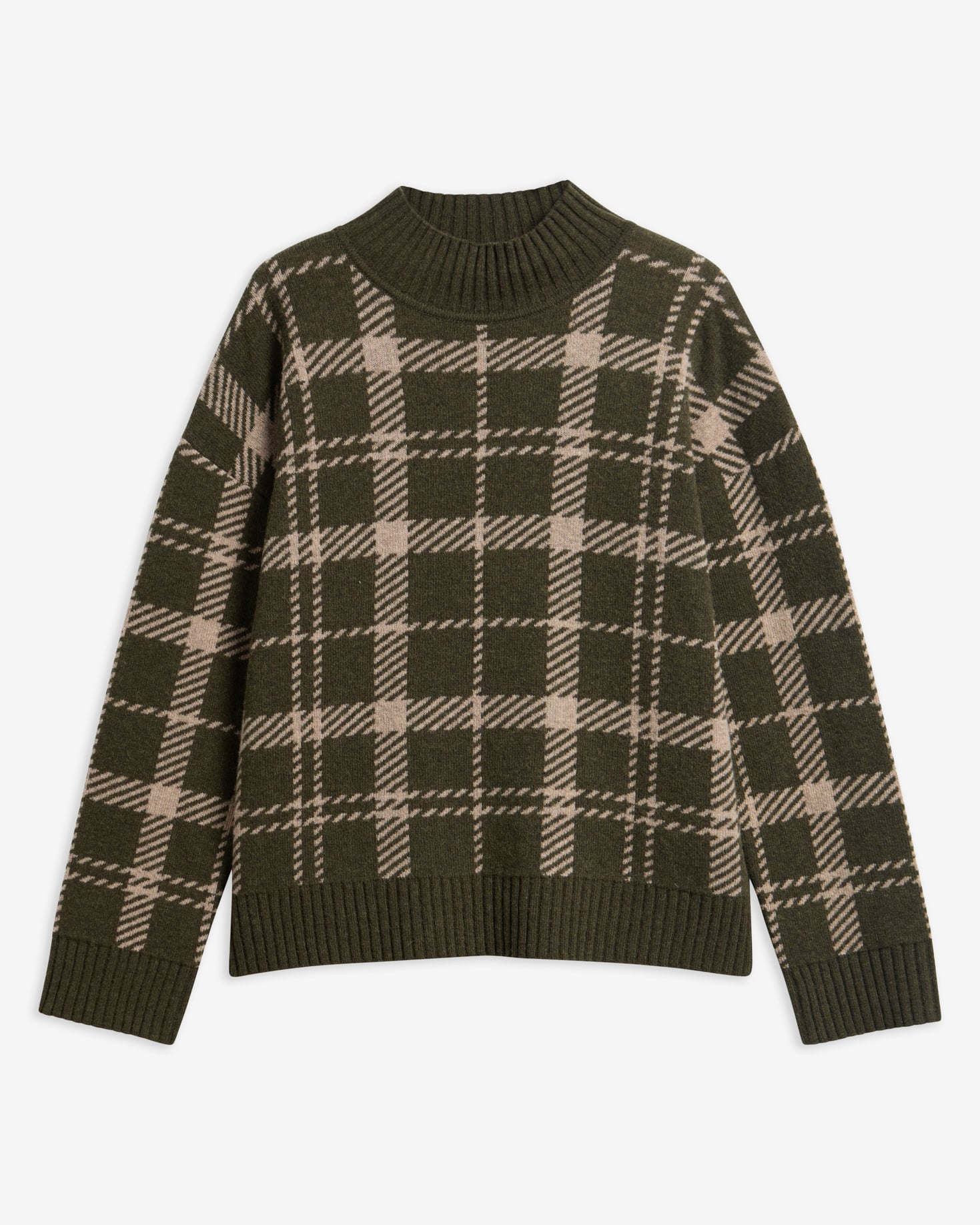 Delilah Tartan Wool Jumper Olive Multi