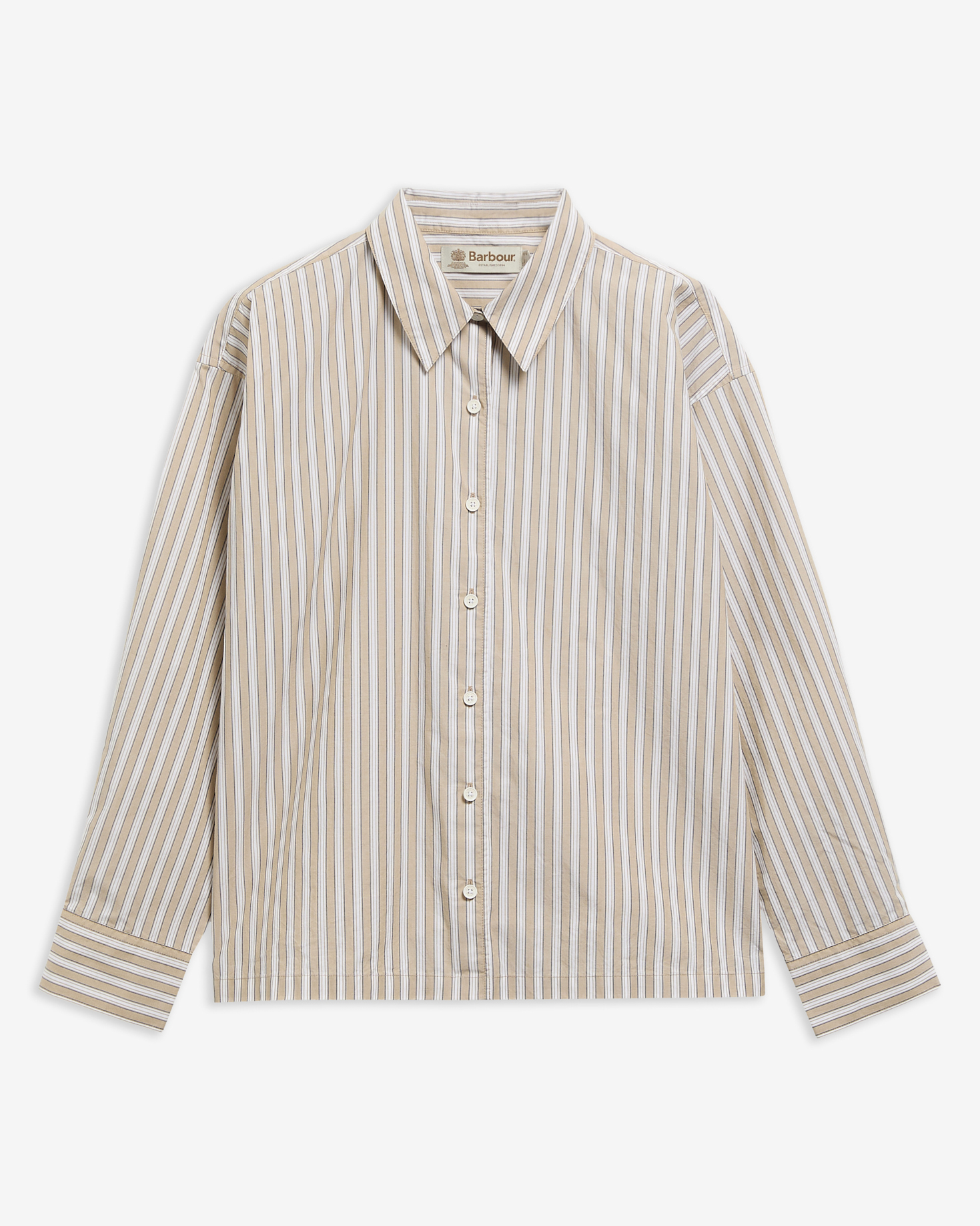 Barbour Hemd Fawne Striped Relaxed Fit Warm Trench Stripe