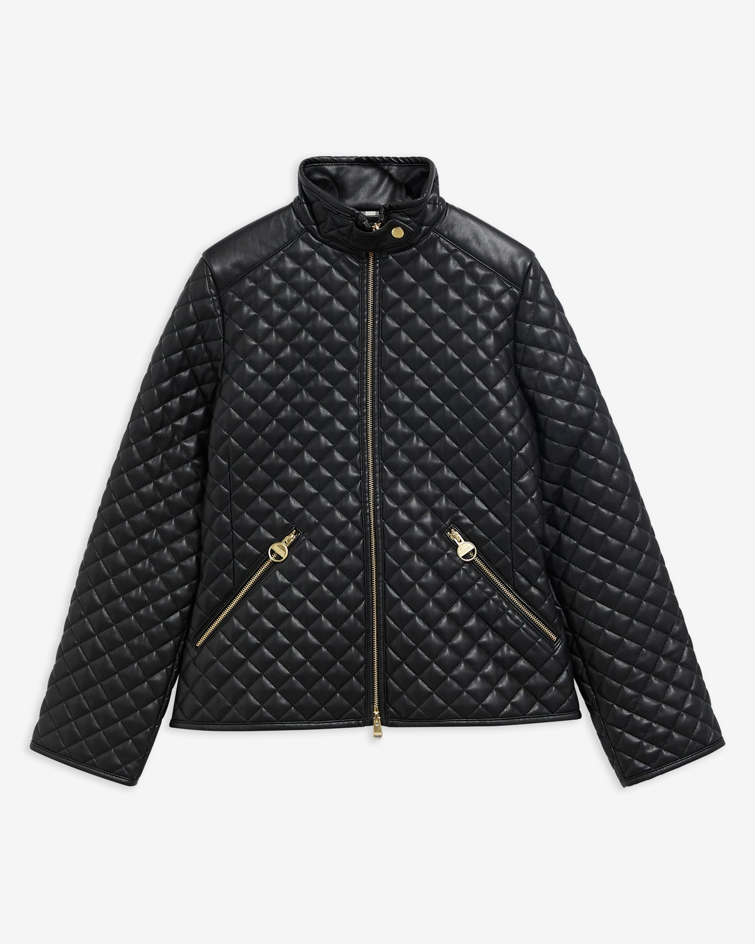 Binetto Faux-Leather Quilted Jacket Black