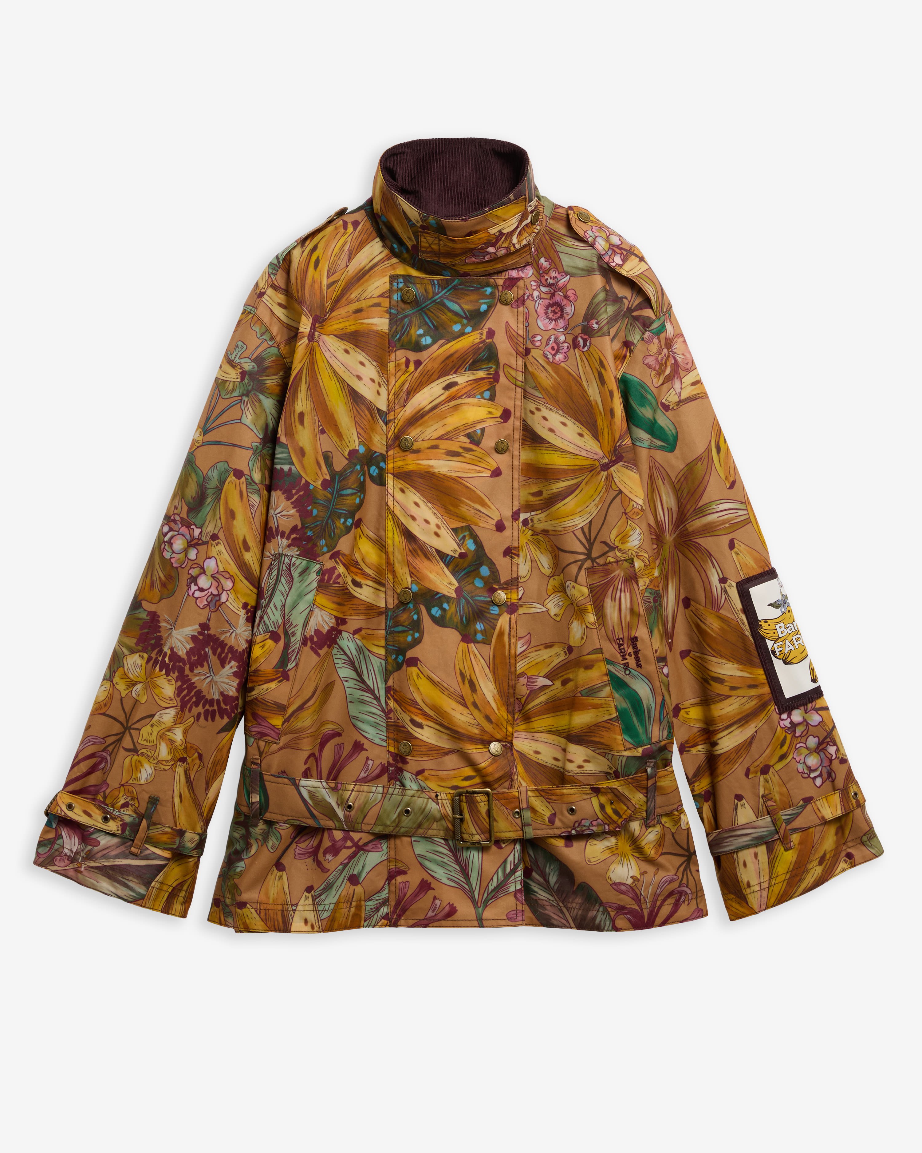 Barbour FARM Rio Wachsjacke Attalea Belted Banana Groove Print