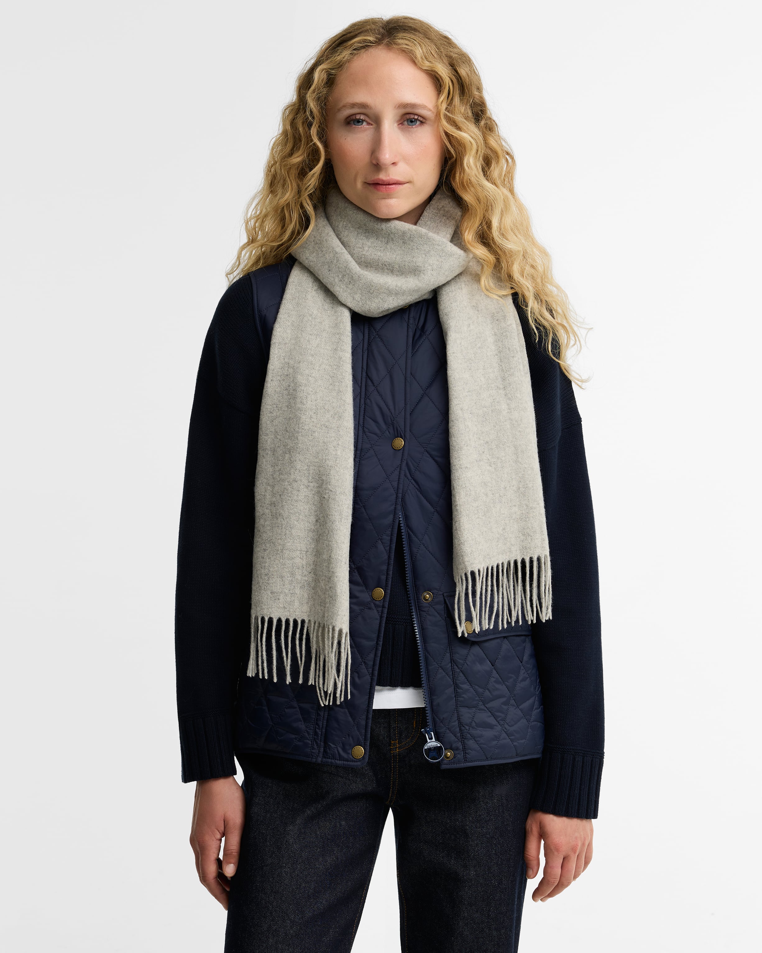 Lambswool Woven Scarf Light Grey Melange