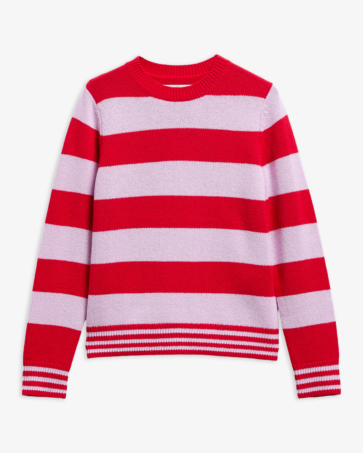Woodhouse Striped Cashmere-Blend Crew Neck Jumper Crimson Multi