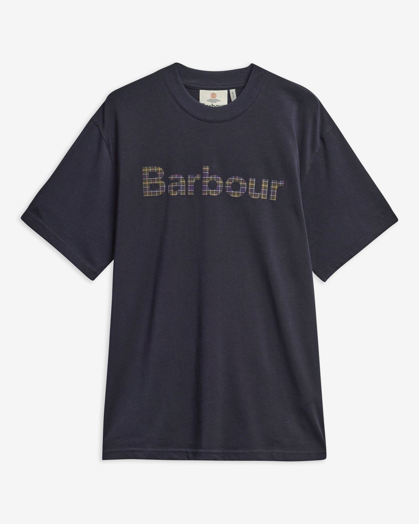 Barbour T-Shirt Tartan Logo Graphic Oversized Navy
