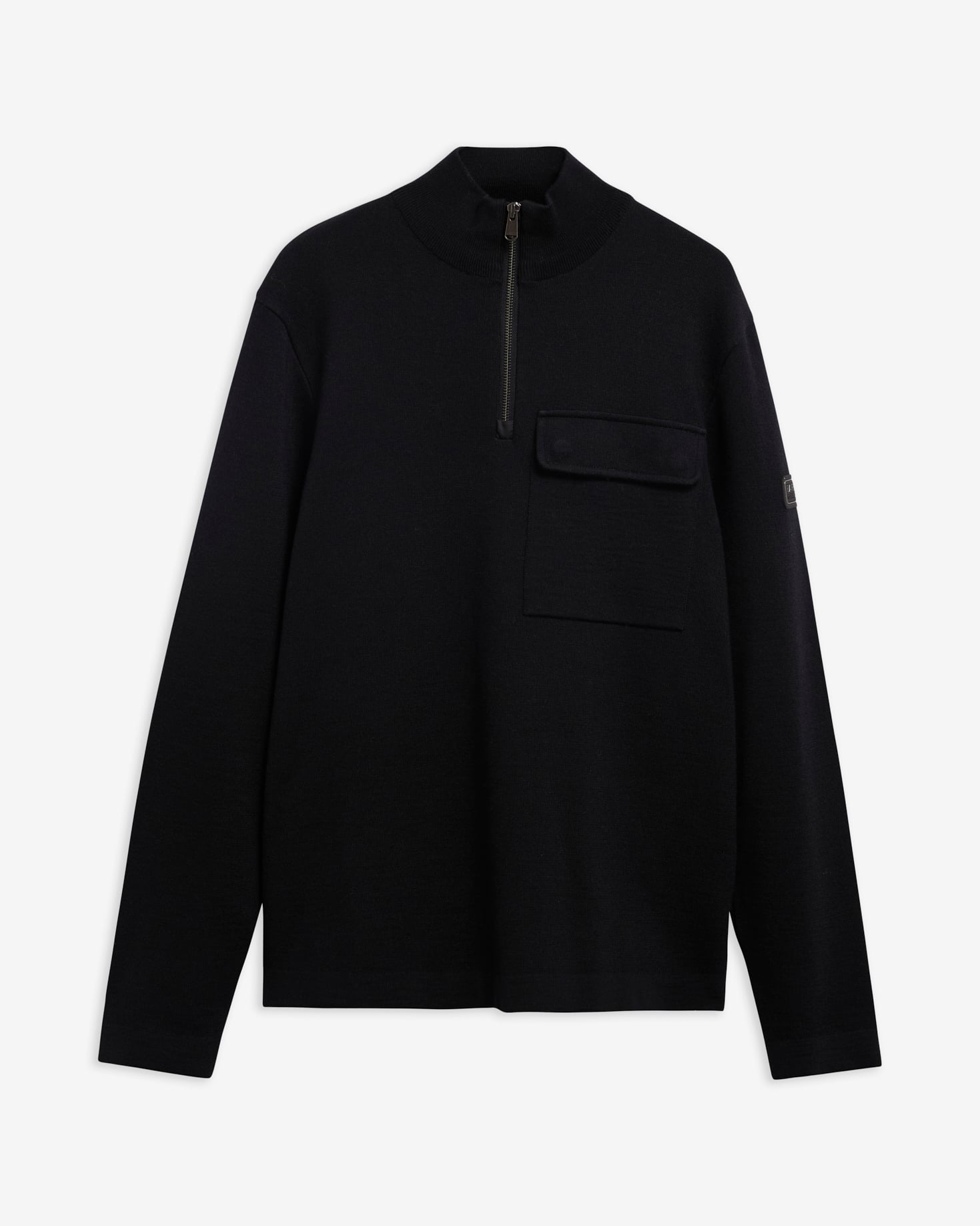 Burley Cotton-Merino Half-Zip Jumper Black
