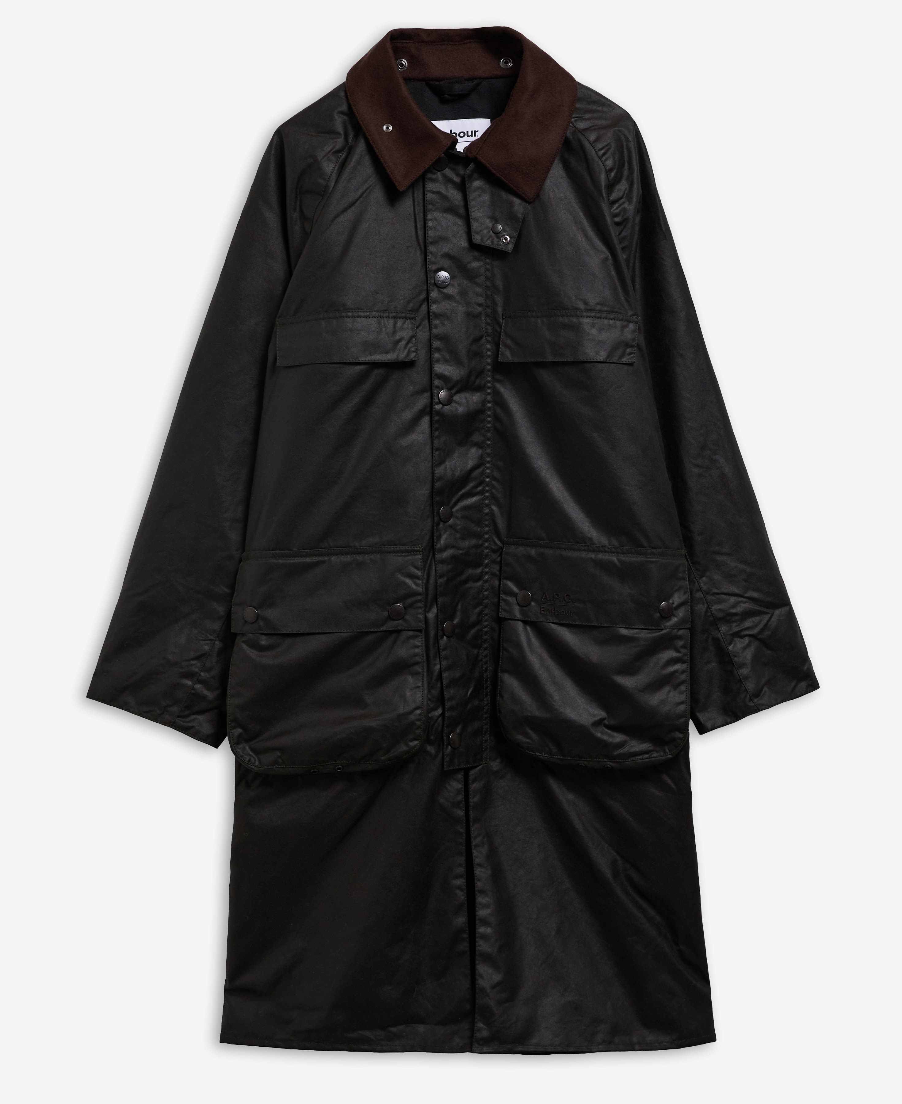 Barbour x A.P.C. Sugarlump Bedale Long Waxed Jacket Dark Sage