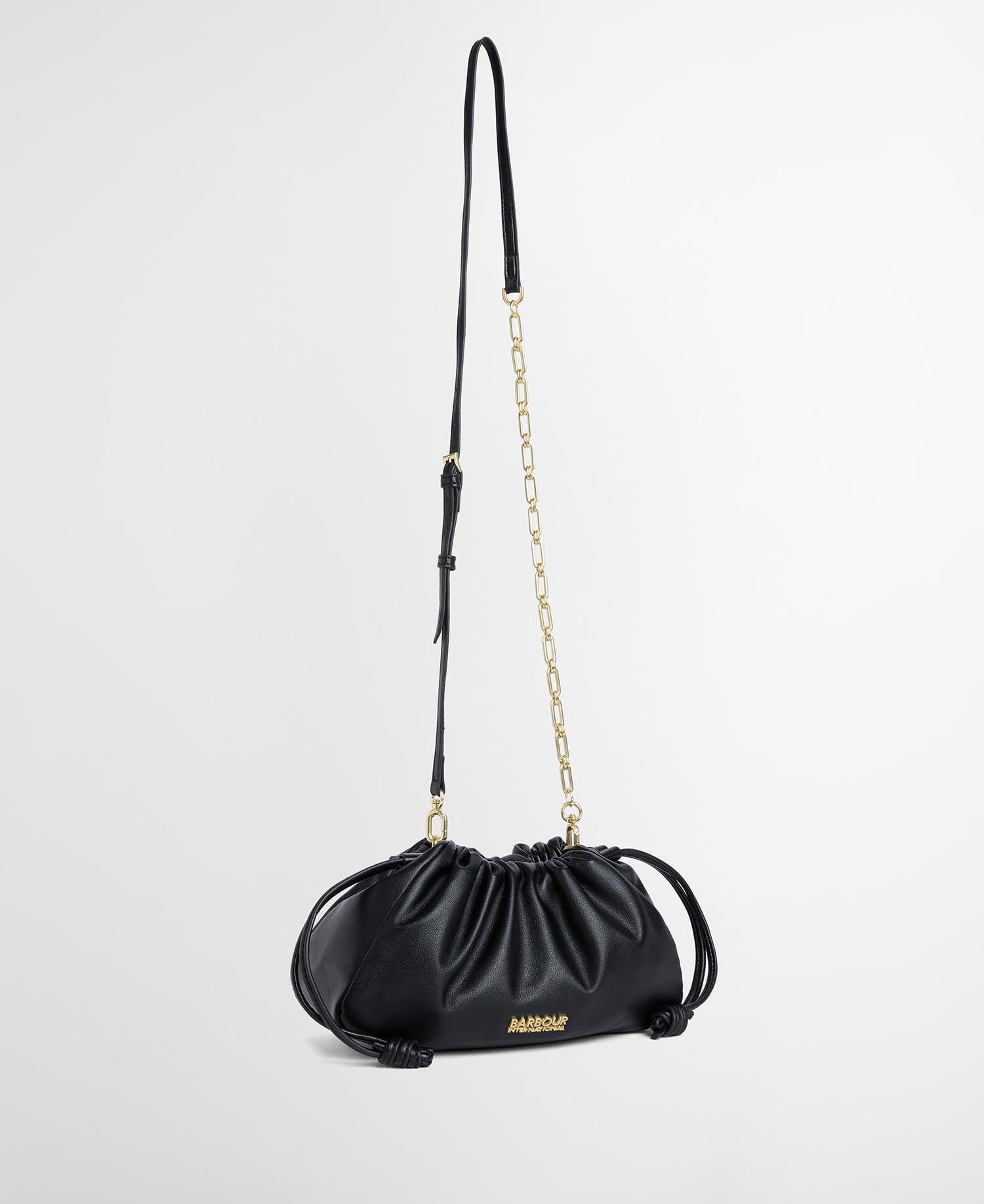 Soft Drawcord Shoulder Bag Black