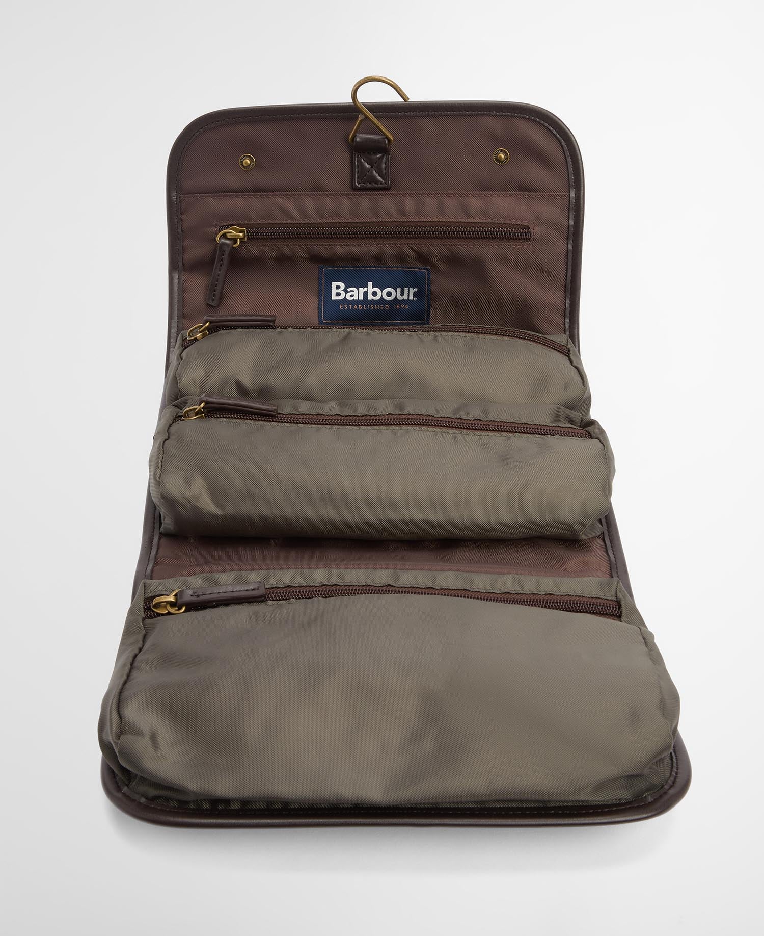Waxed Hanging Washbag Olive/Beacon