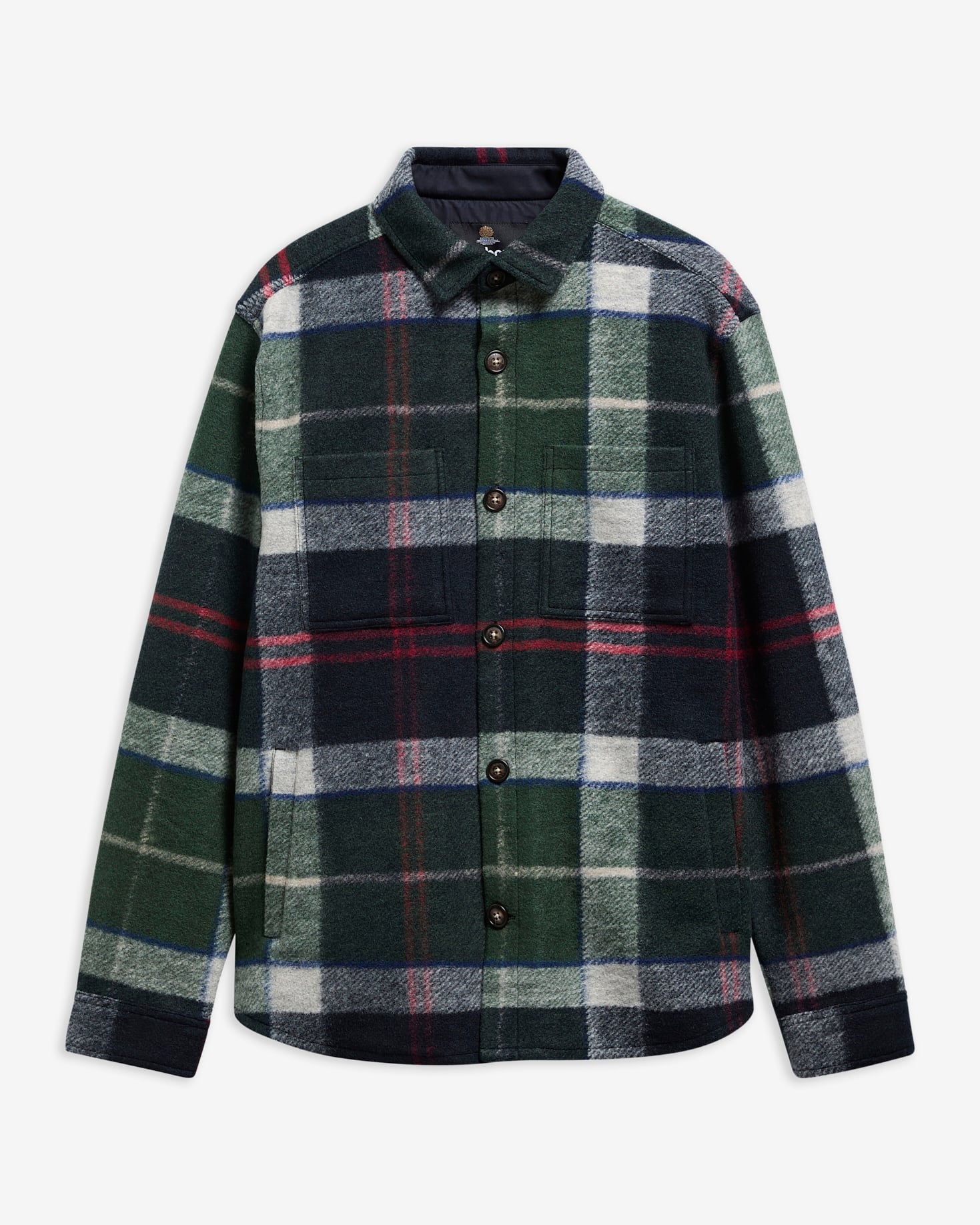 Woodlane Brushed Check Overshirt Evergreen Tartan