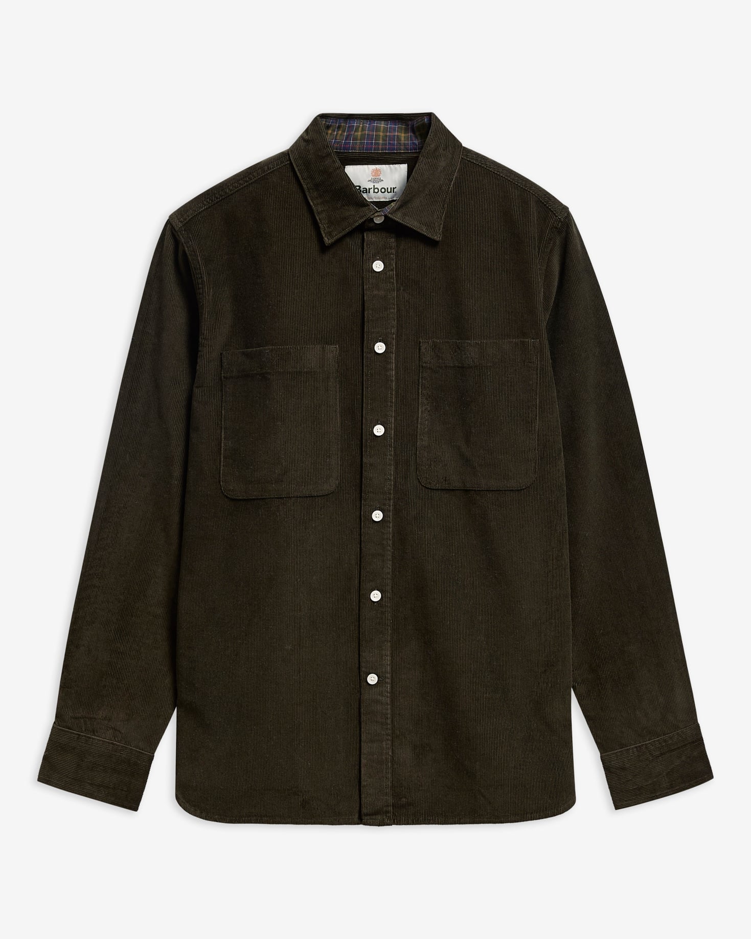 Camicia a coste sottili con maniche lunghe e taglio classico Sage