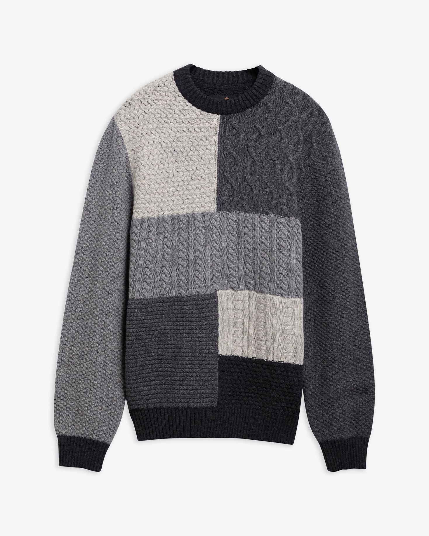 Barbour Pullover Patchwork Rundhalsausschnitt Grey Mix