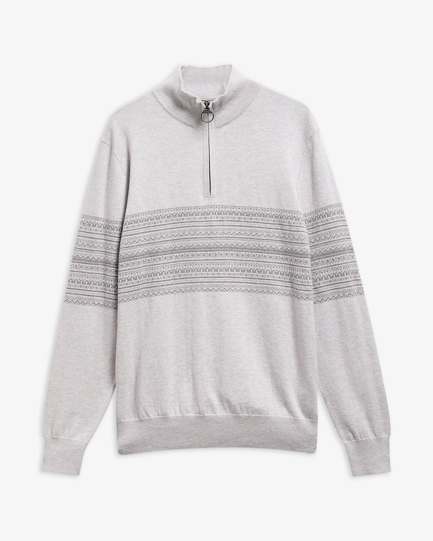 Millwood Fair Isle Half-Zip Jumper Grey Marl