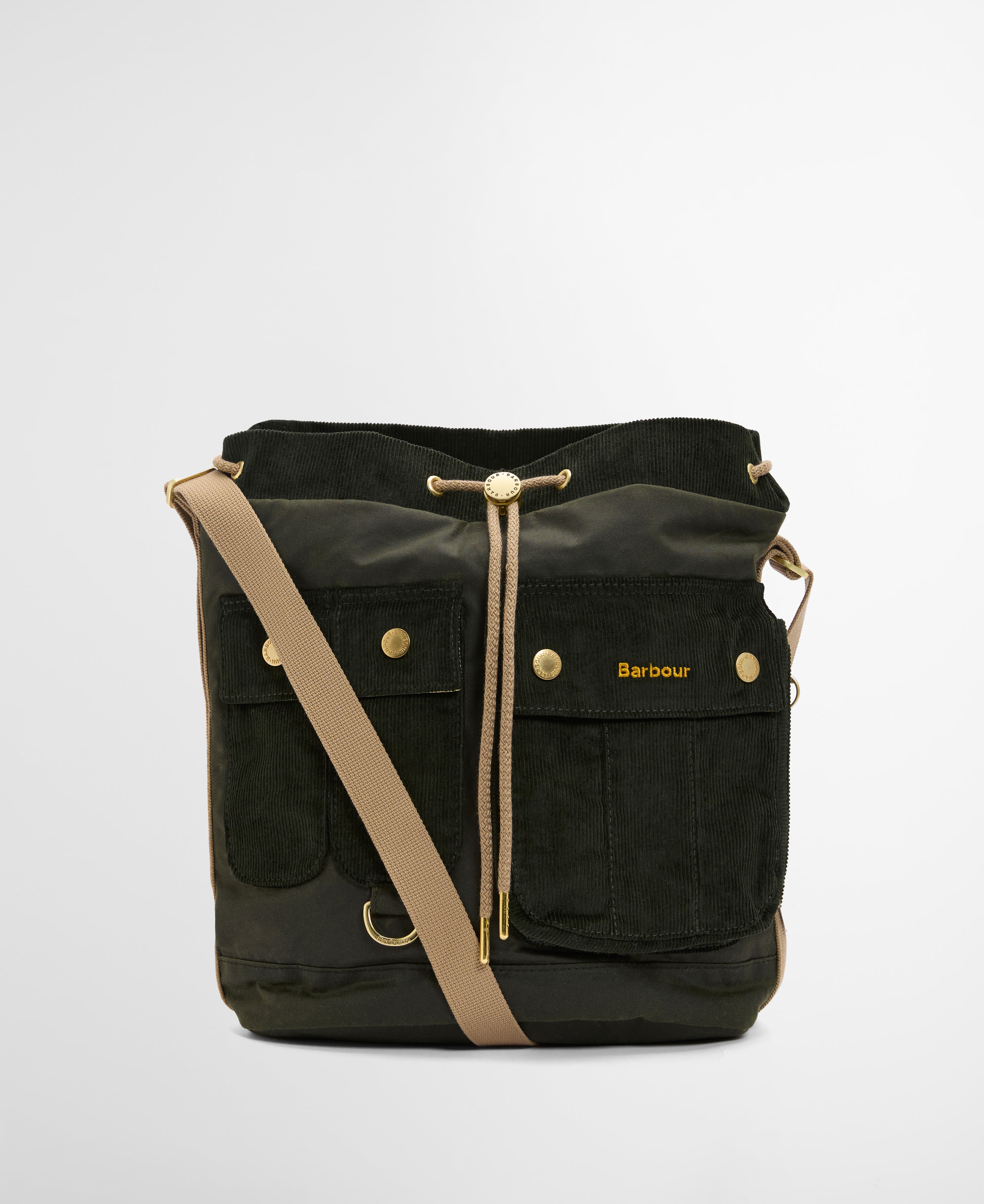 Mia Waxed Drawstring Tote Bag Fern