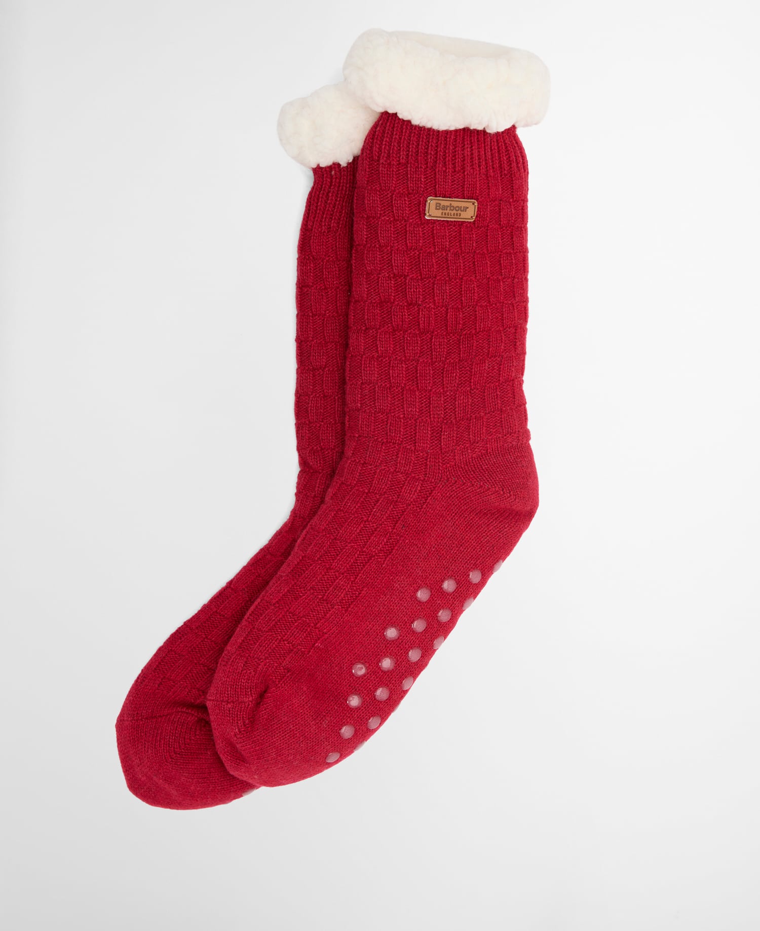 Cable Knit Lounge Socks Red