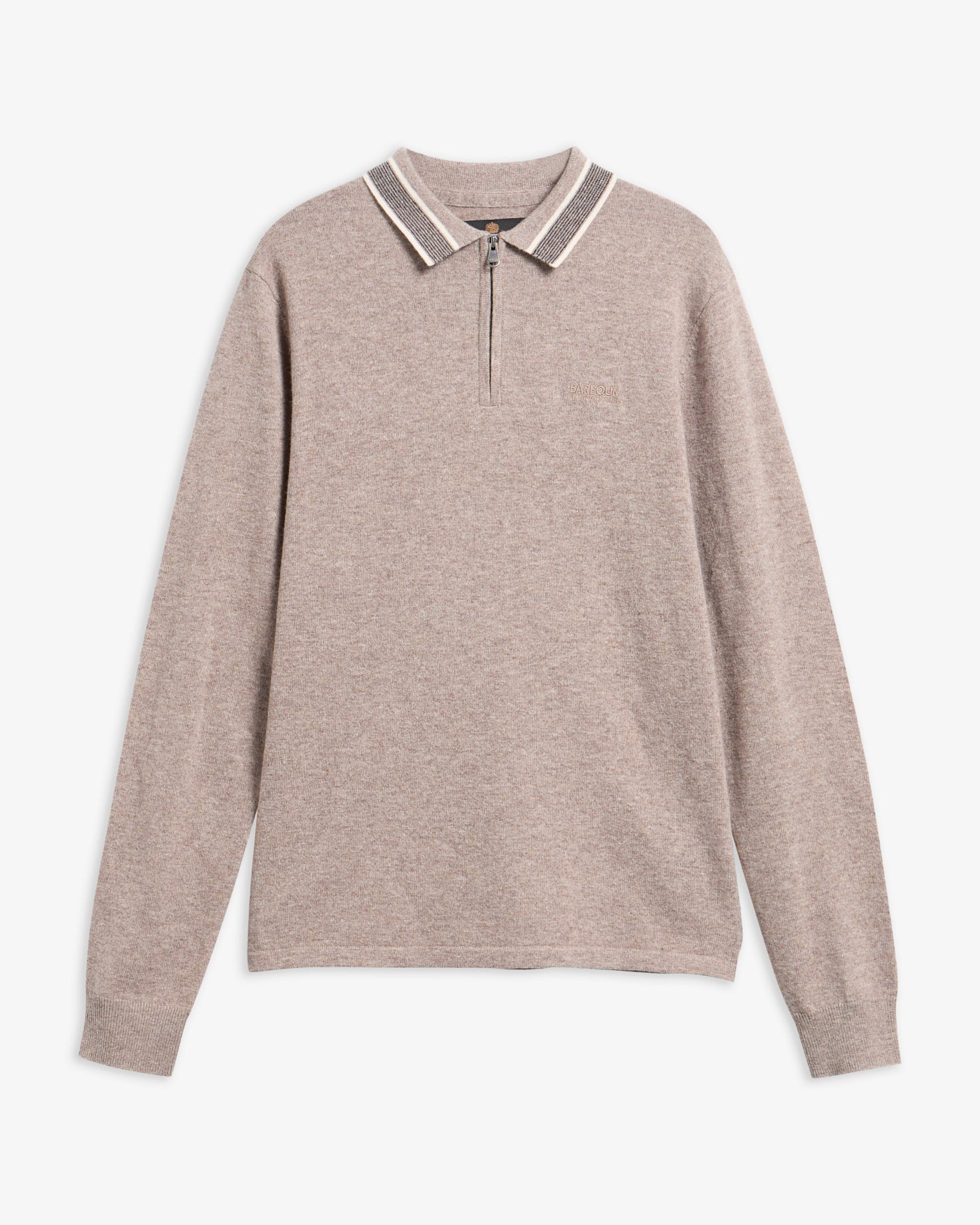 Newport Long-Sleeved Knitted Polo Shirt Concrete