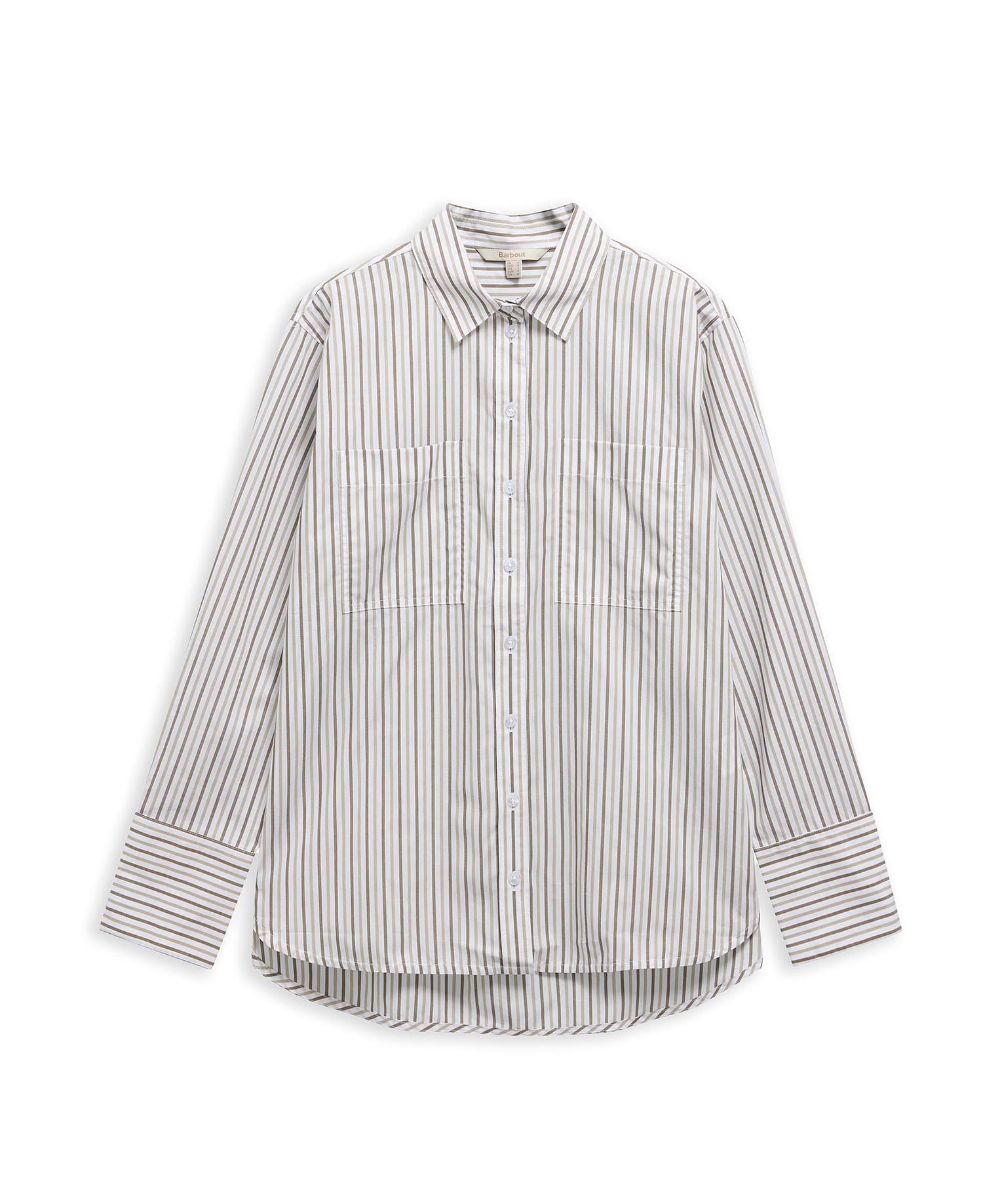 Fawley Striped Relaxed Long-Sleeved Shirt Dusky Green/Light Sand Stripe