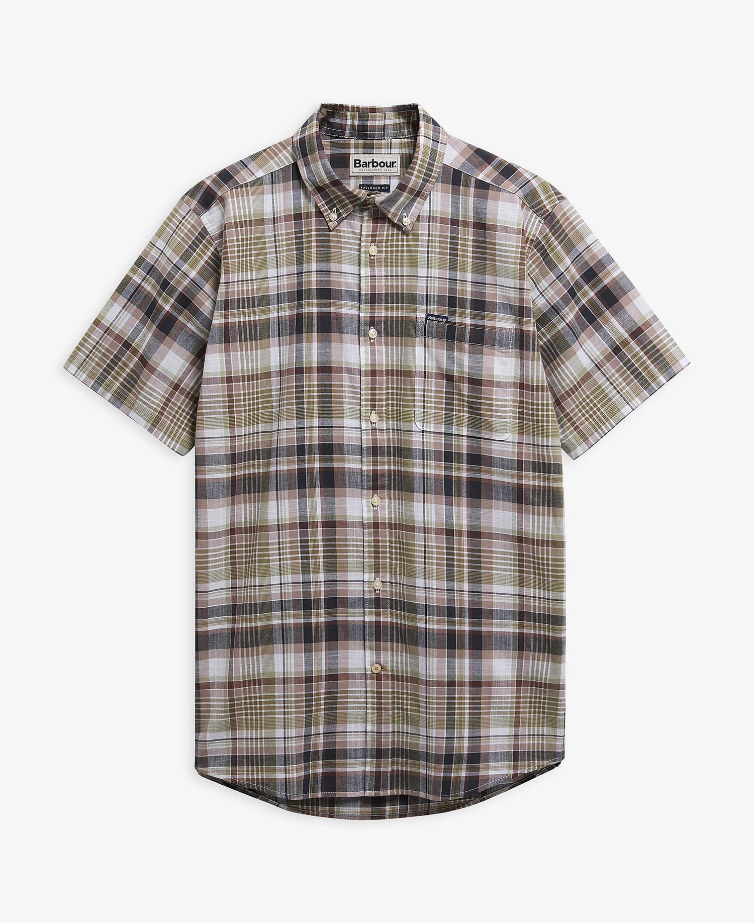 Baycliff Checked Tailored Short-Sleeved Shirt Burnt Pepper