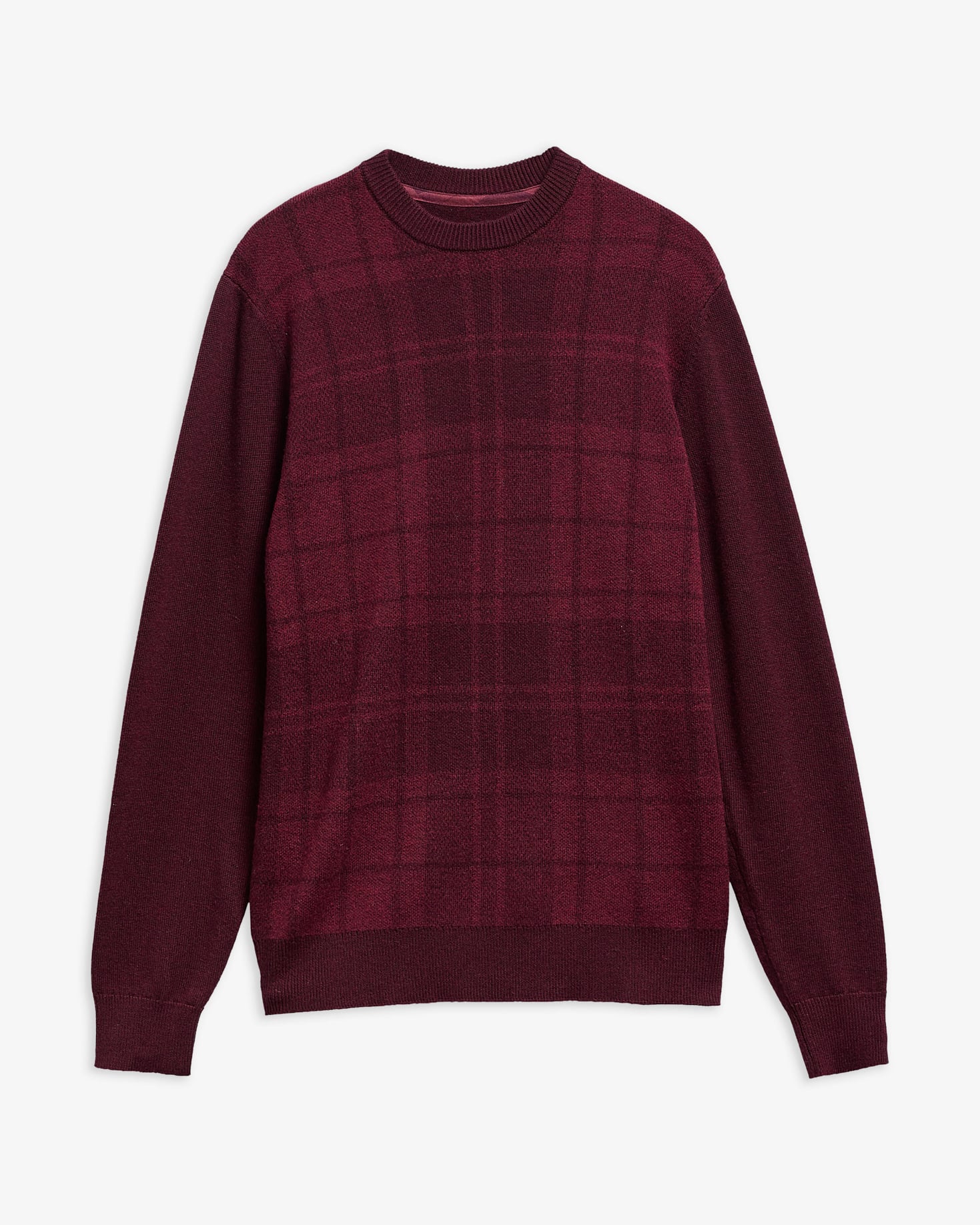 Barbour Pullover Mineral Tartan Rundhalsausschnitt Burgundy
