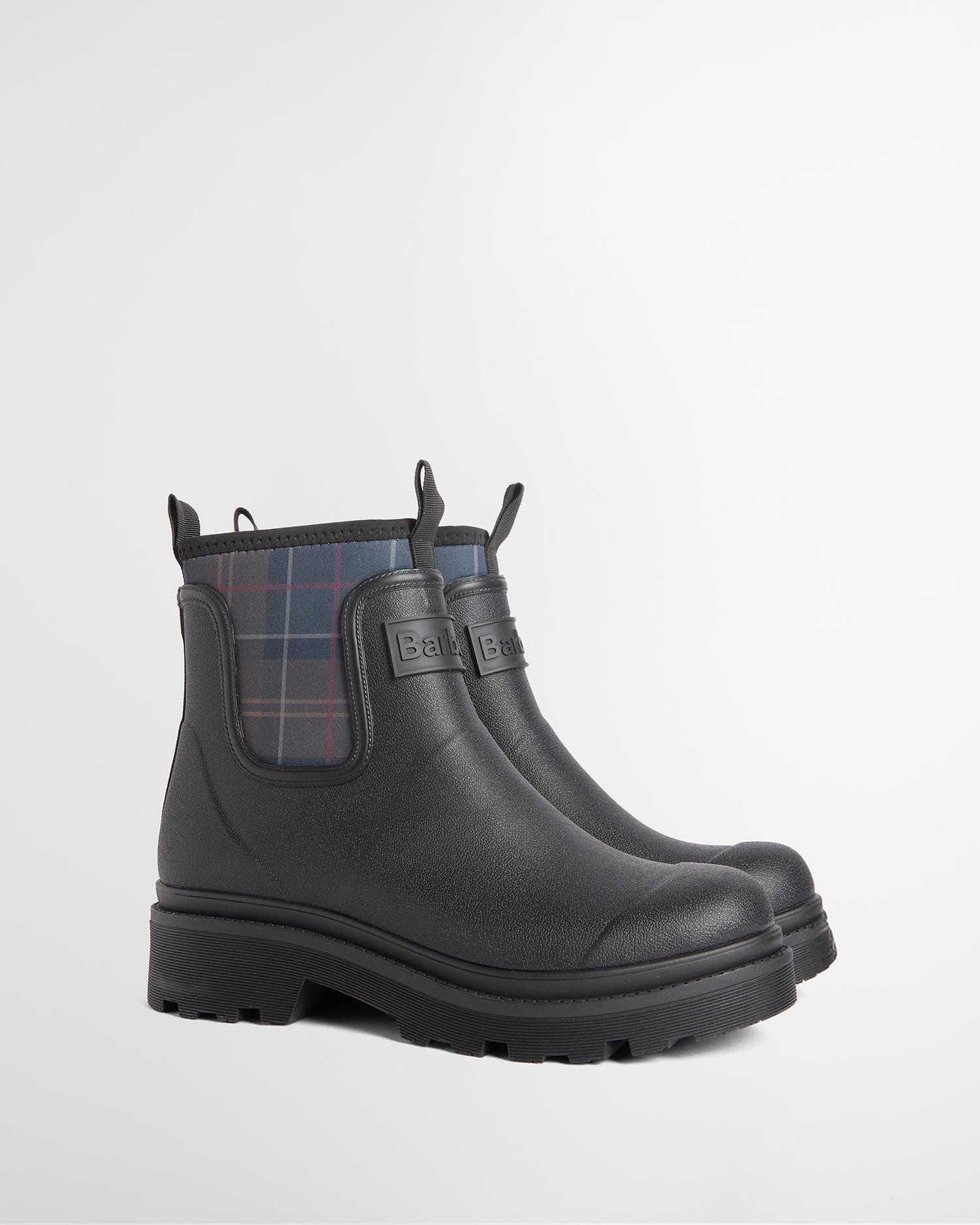 Cynthia Chelsea Ankle Wellingtons Black/Shadow Tartan