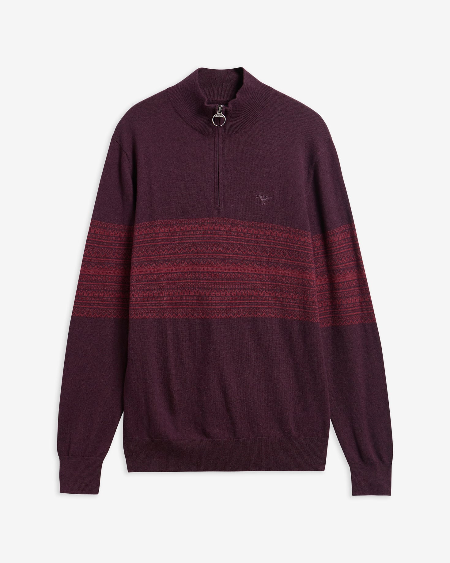 Millwood Fair Isle Half-Zip Jumper Burgundy