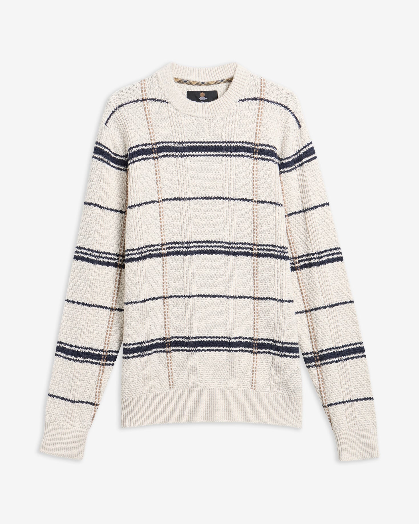 Fasey Cable-Knit Tartan Jumper Whisper White