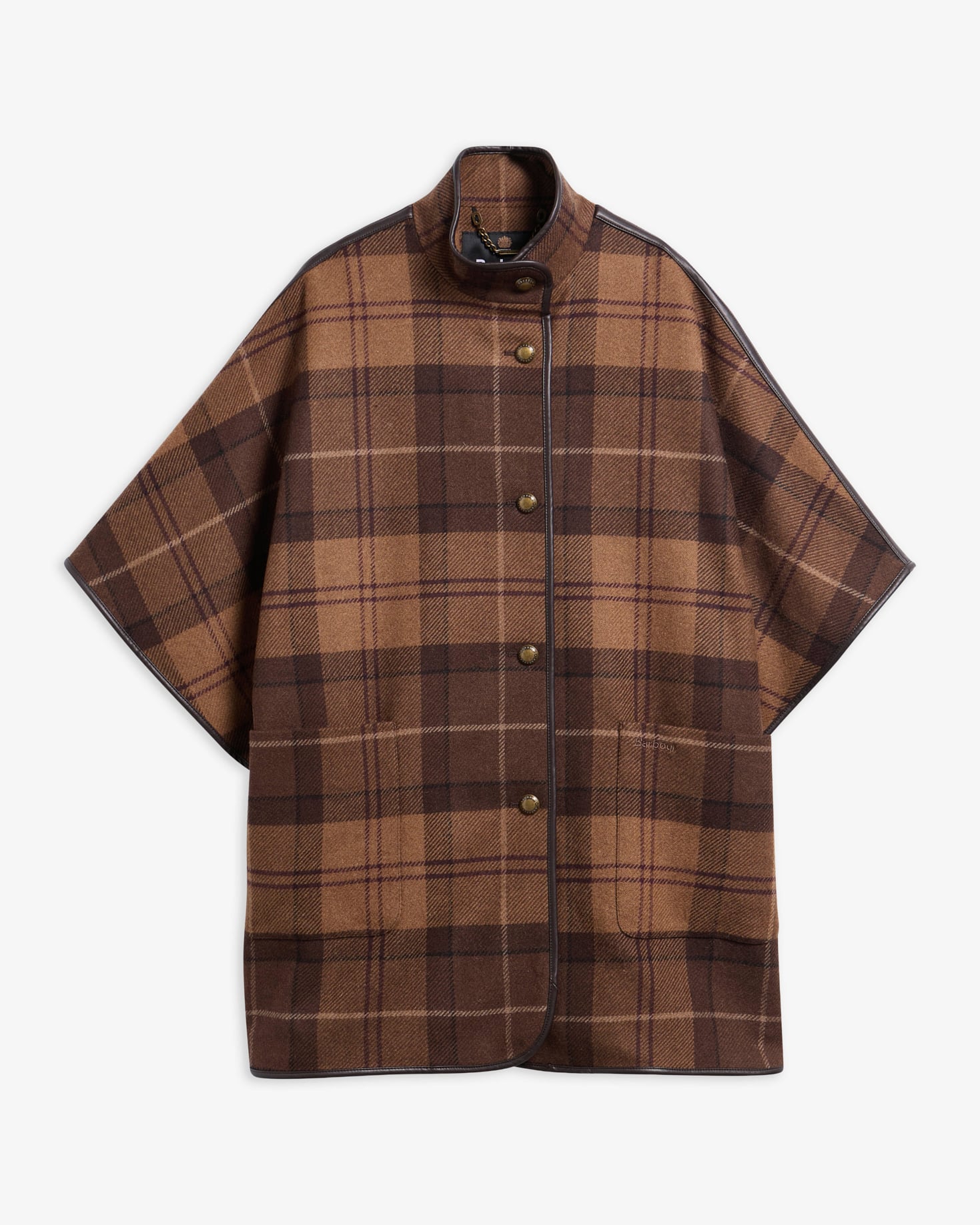 Mantella in lana con motivo tartan Judith di Shadow Muted Tartan