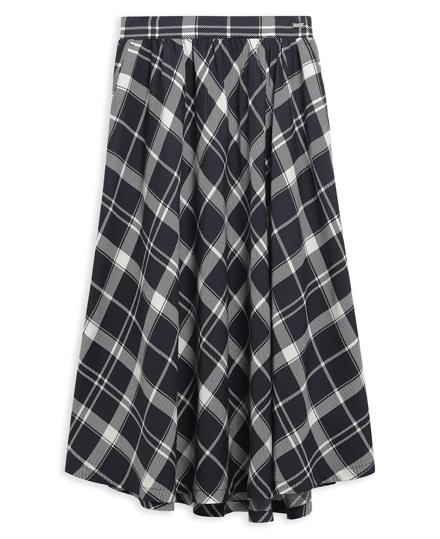 Baiton Tartan Midi Skirt Dark Navy/White Check