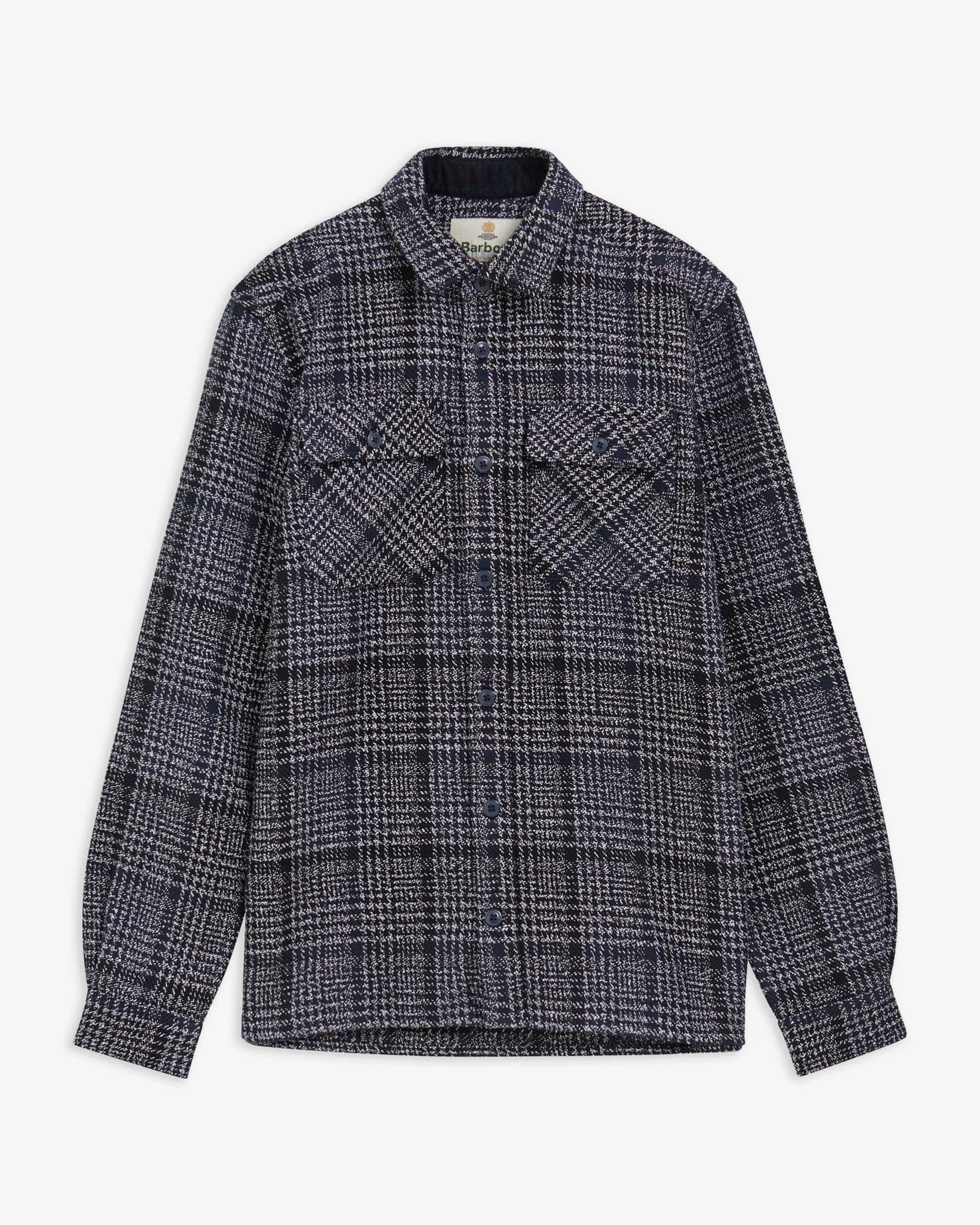 Barbour Hemd Millom Houndstooth Relaxed Fit Grey Marl