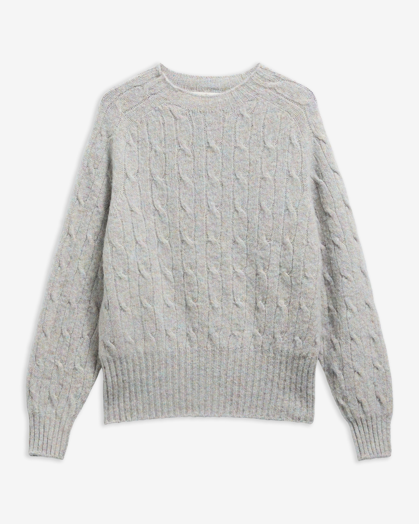 Scottish Made Havant Cable Knit Wool Jumper Pearl