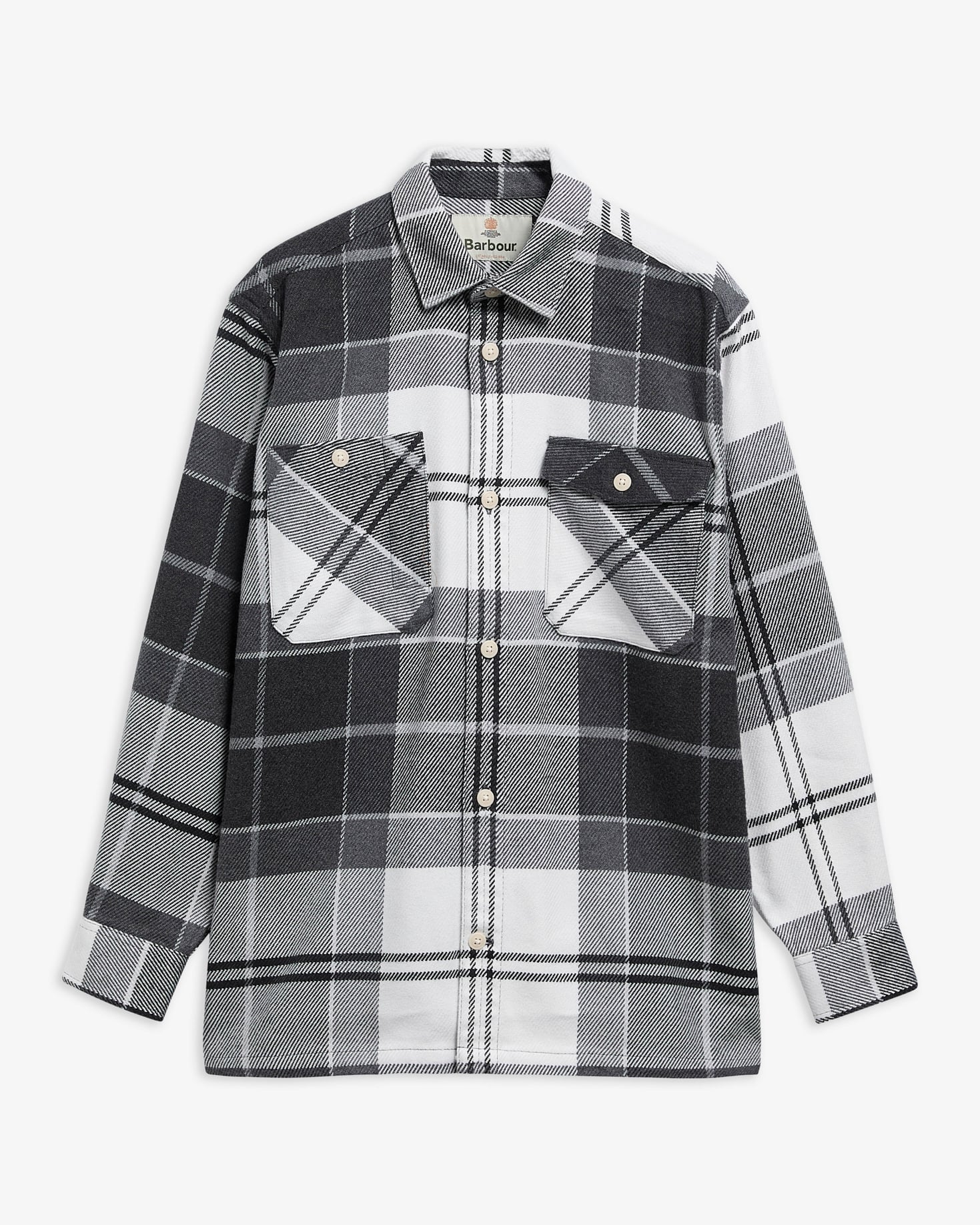 Hayfield Tartan Oversized Long-Sleeved Shirt Monochrome Tartan