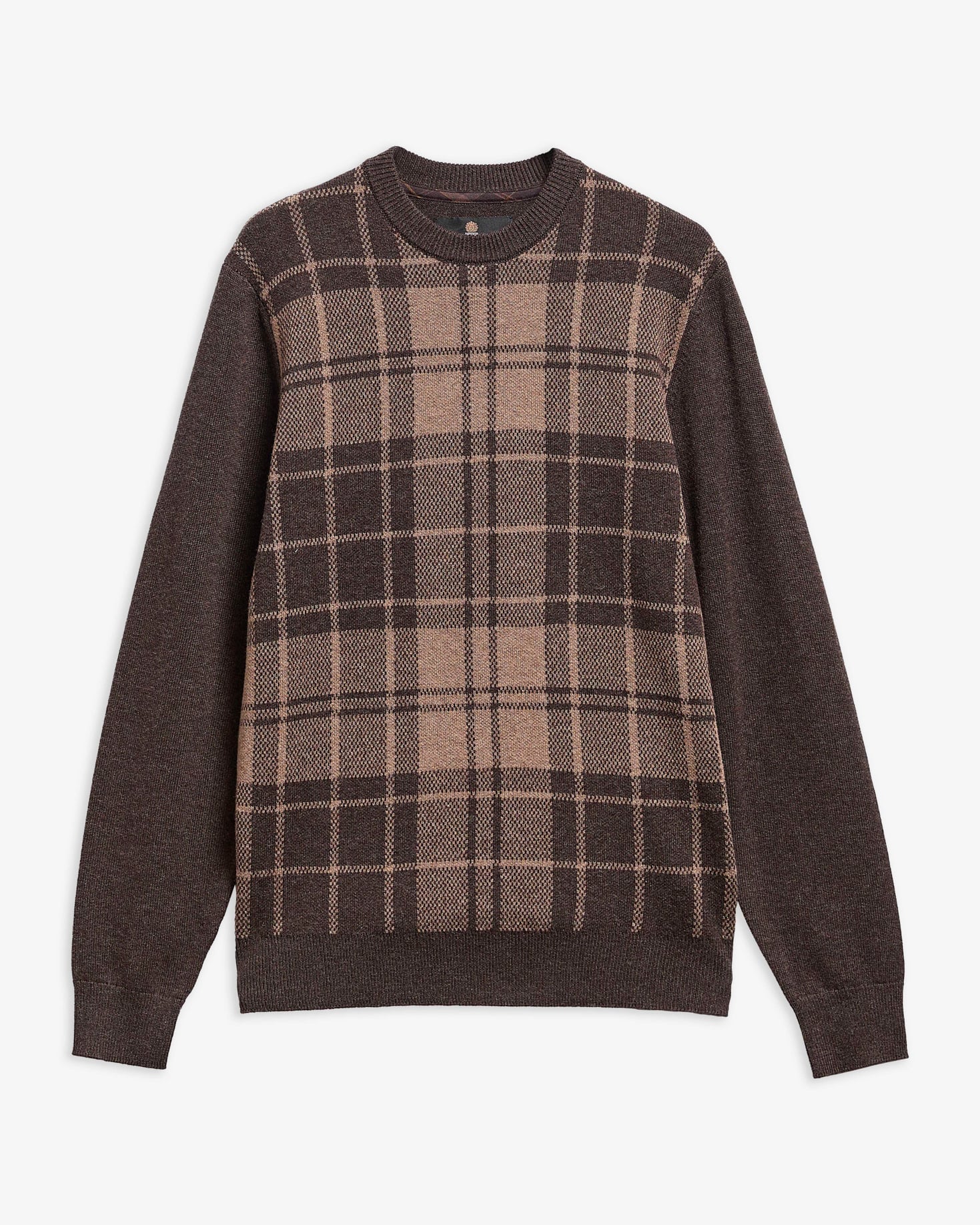 Barbour Pullover Mineral Tartan Rundhalsausschnitt Peat