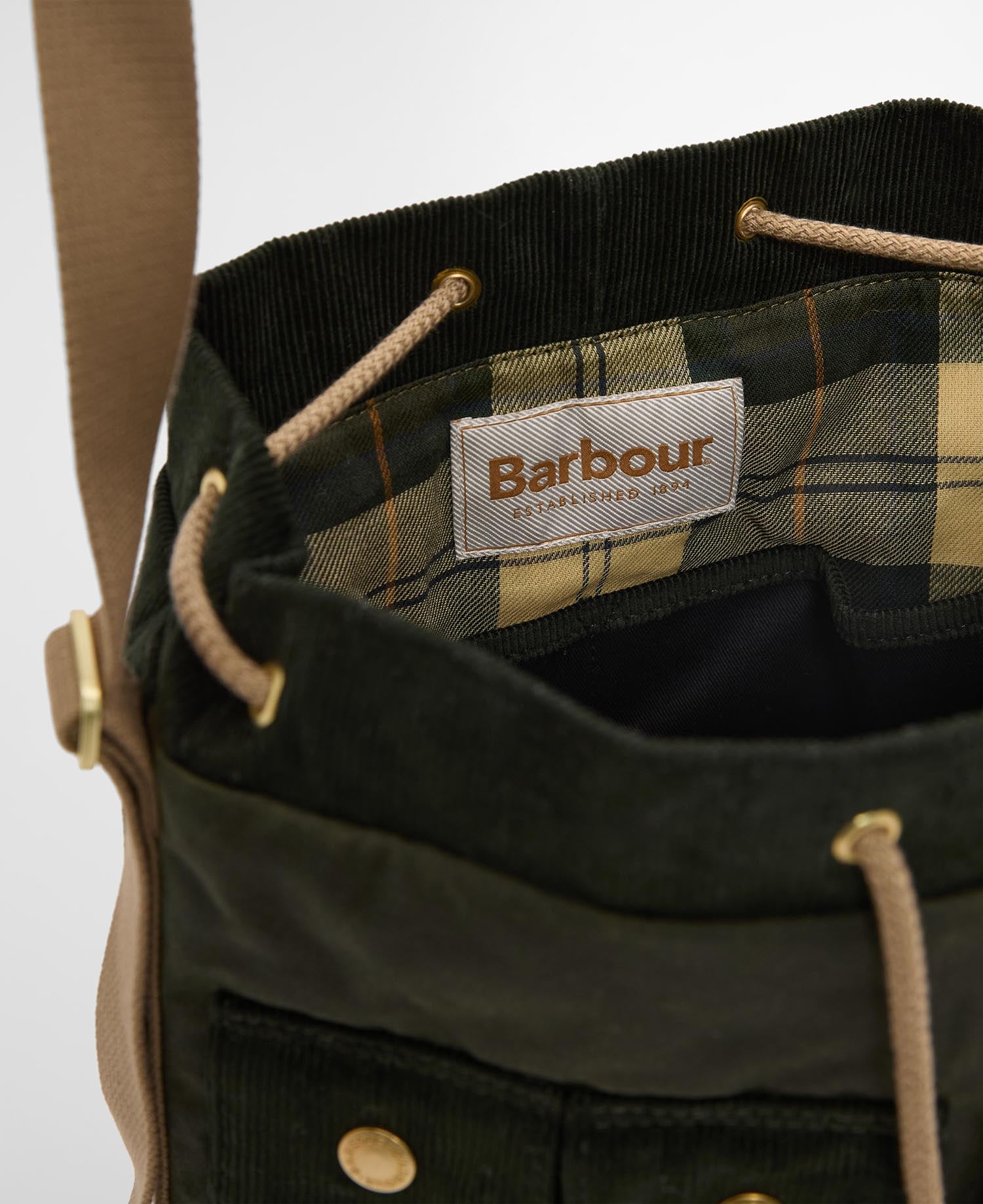 Barbour Tote Bag Mia Waxed Drawstring Fern