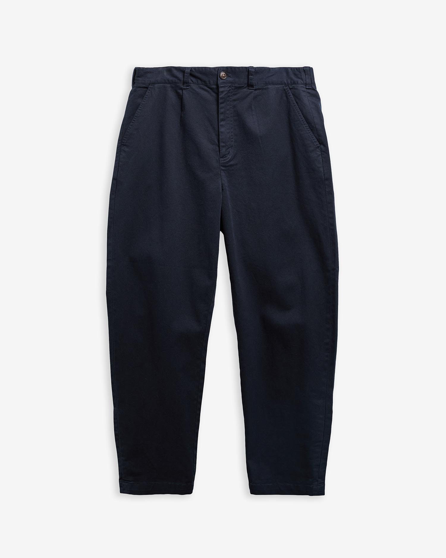 Washed Stretch Relaxed Trousers Dark Navy