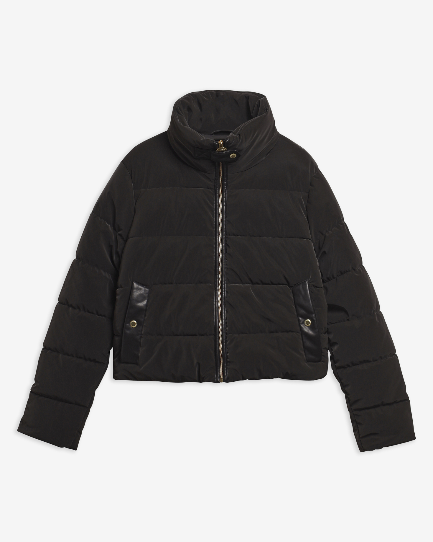 Halina Faux-Velvet Puffer Jacket Black