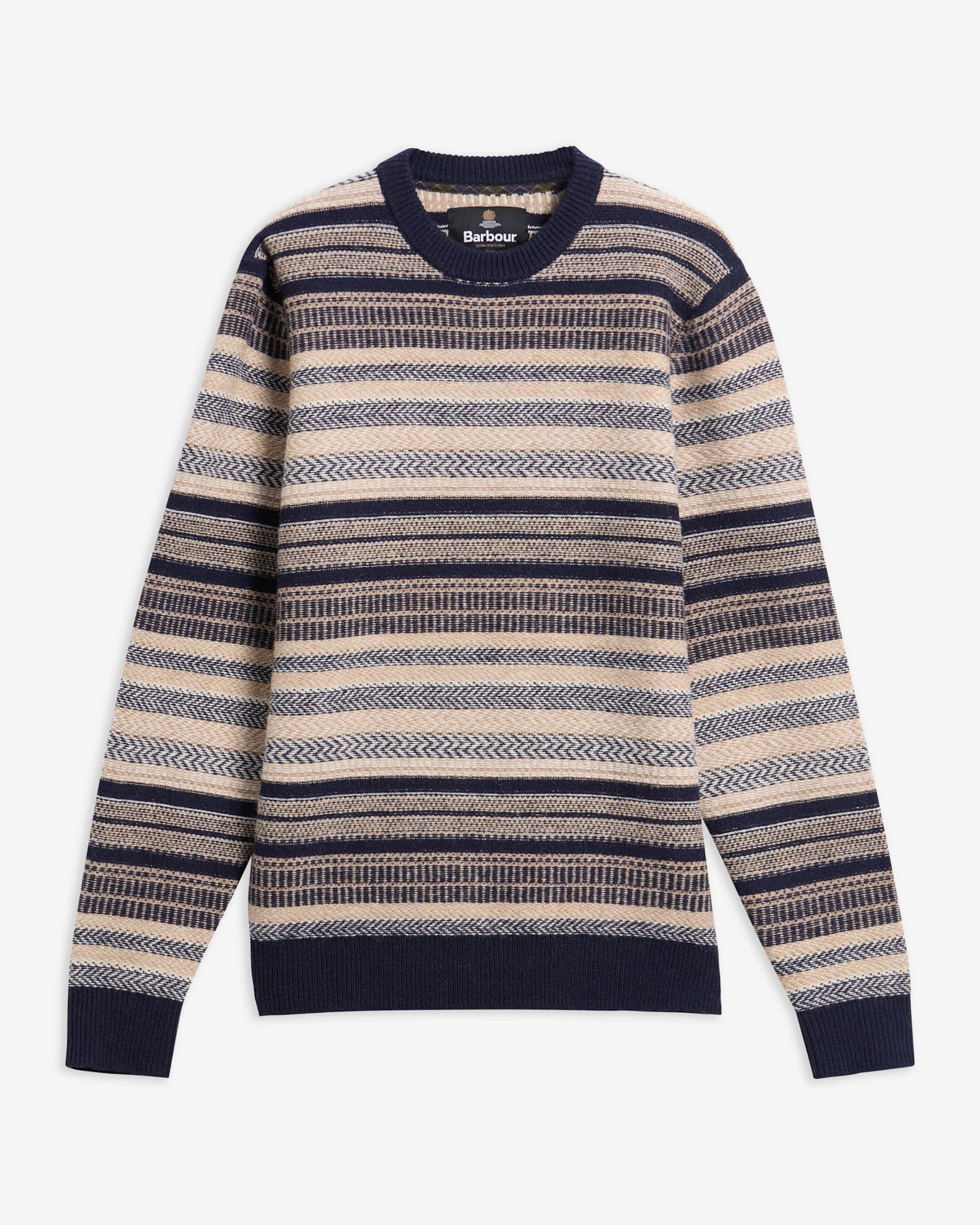 Barbour Pullover Highsted Fair Isle Rundhalsausschnitt Navy