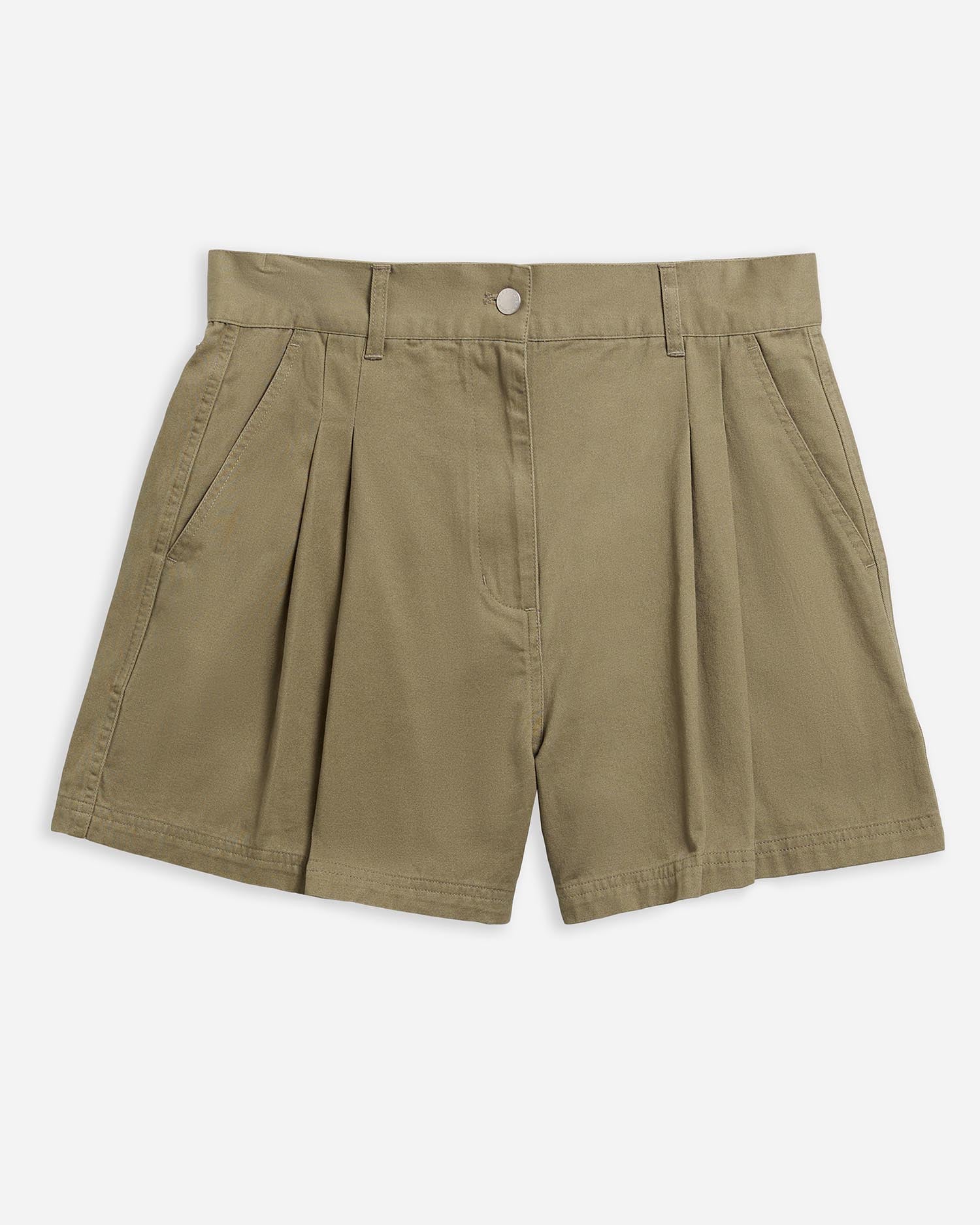 Fern Pleated Shorts Dusky Green