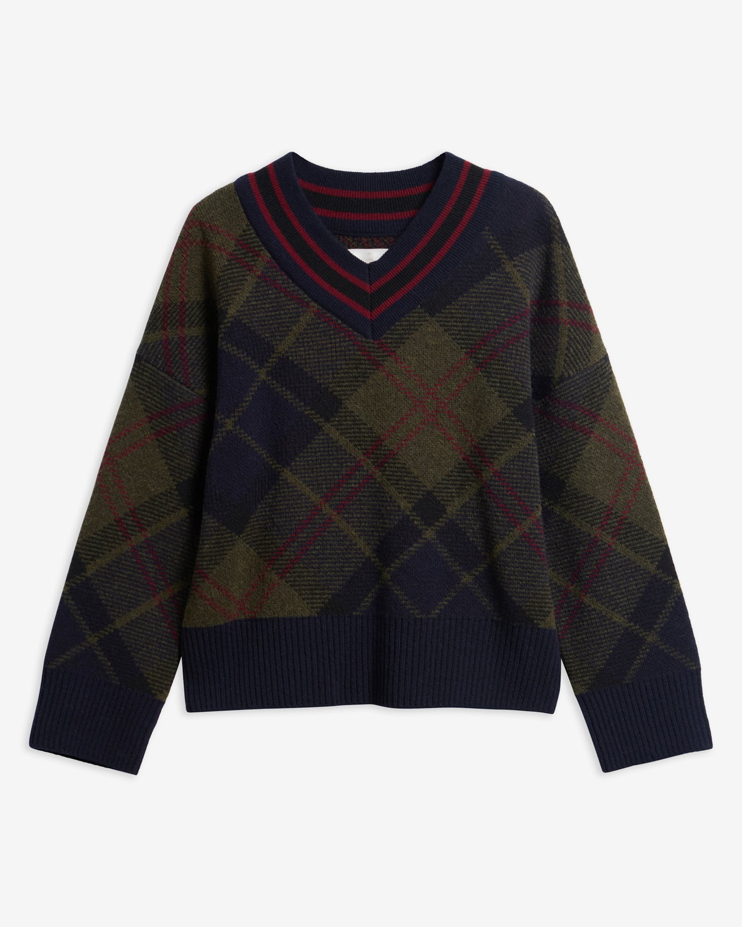 Barbour Wollpullover Shae Tartan V-Ausschnitt Shadow Classic Tartan
