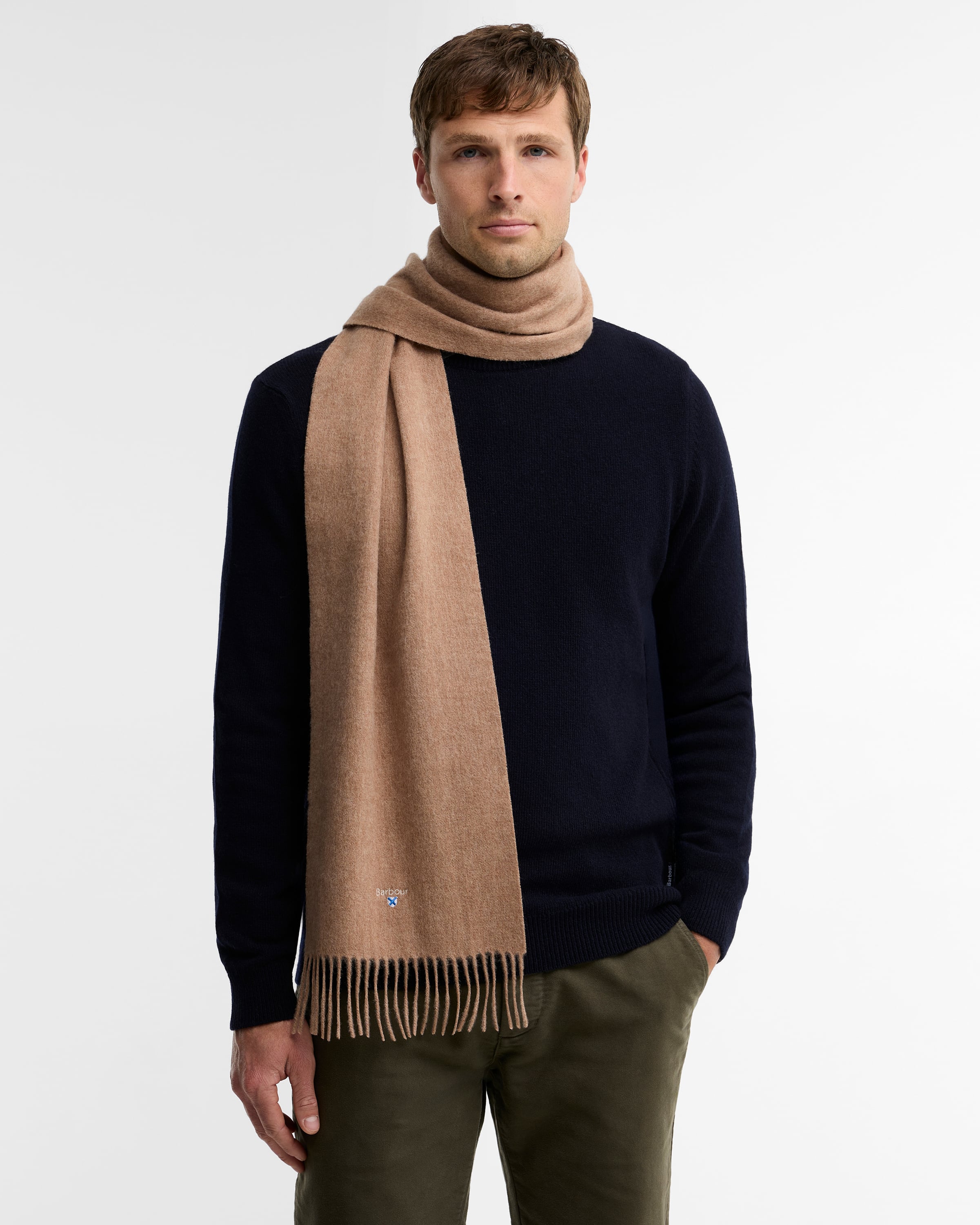 Plain Lambswool Scarf Light Brown