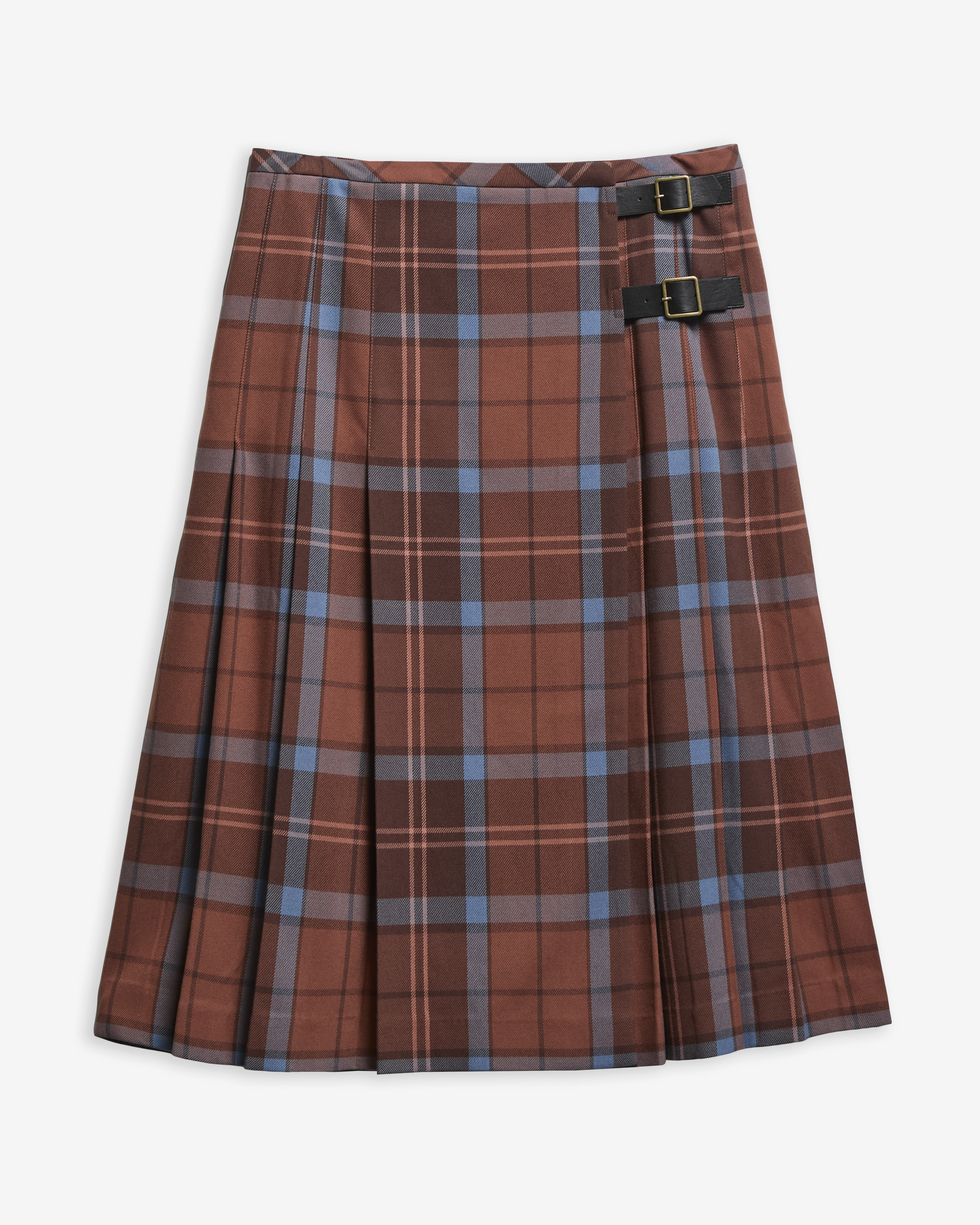 Barbour FARM Rio Allamanda Tartan Pleated Midi Skirt Tropical Tea