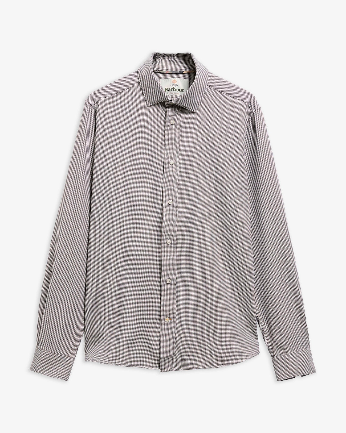 Camicia Beckdale a maniche lunghe leggermente aderente con motivo pied-de-poule Stone