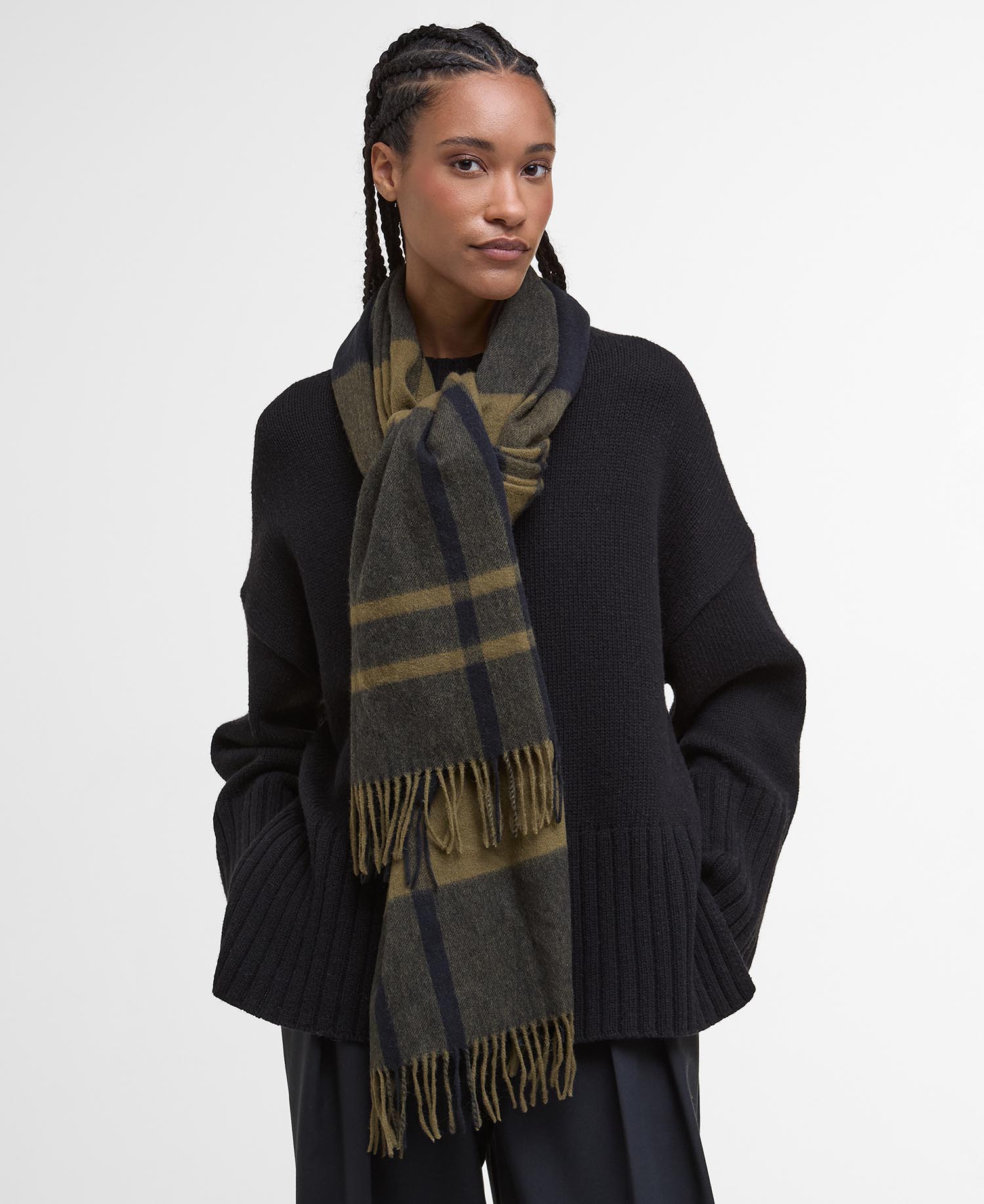 Sciarpa con motivo tartan in lana d’agnello Maxine