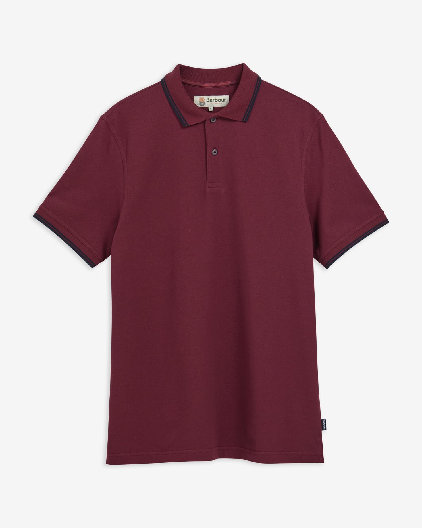 Lunan Tartan Trimmed Tailored Polo Shirt Dark Bordeaux