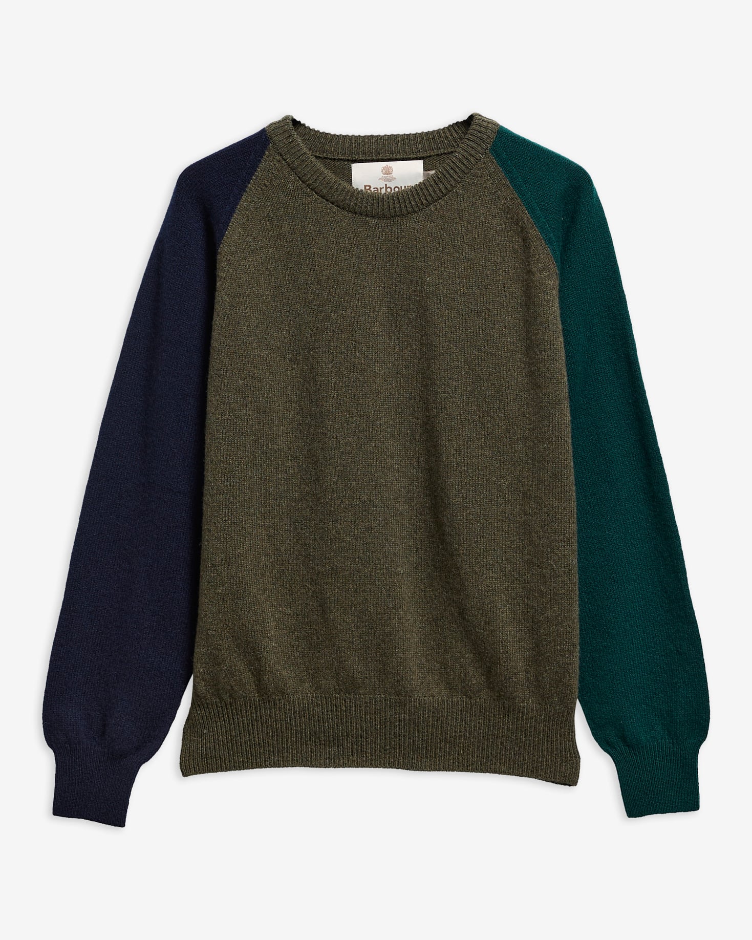 Barbour Wollpullover Scottish Made Bramley Rundhalsausschnitt Olive Multi