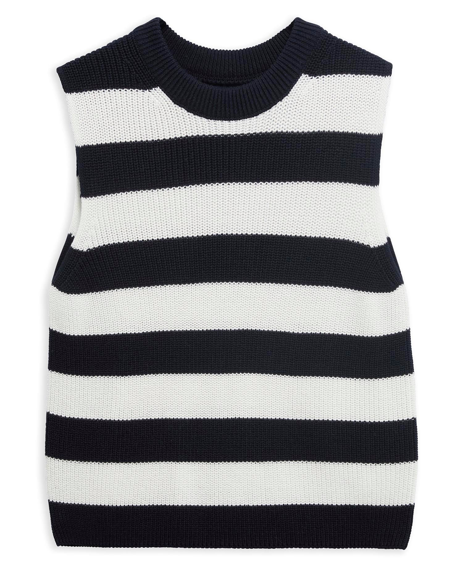 Cartmel Striped Knitted Vest Dark Navy Stripe
