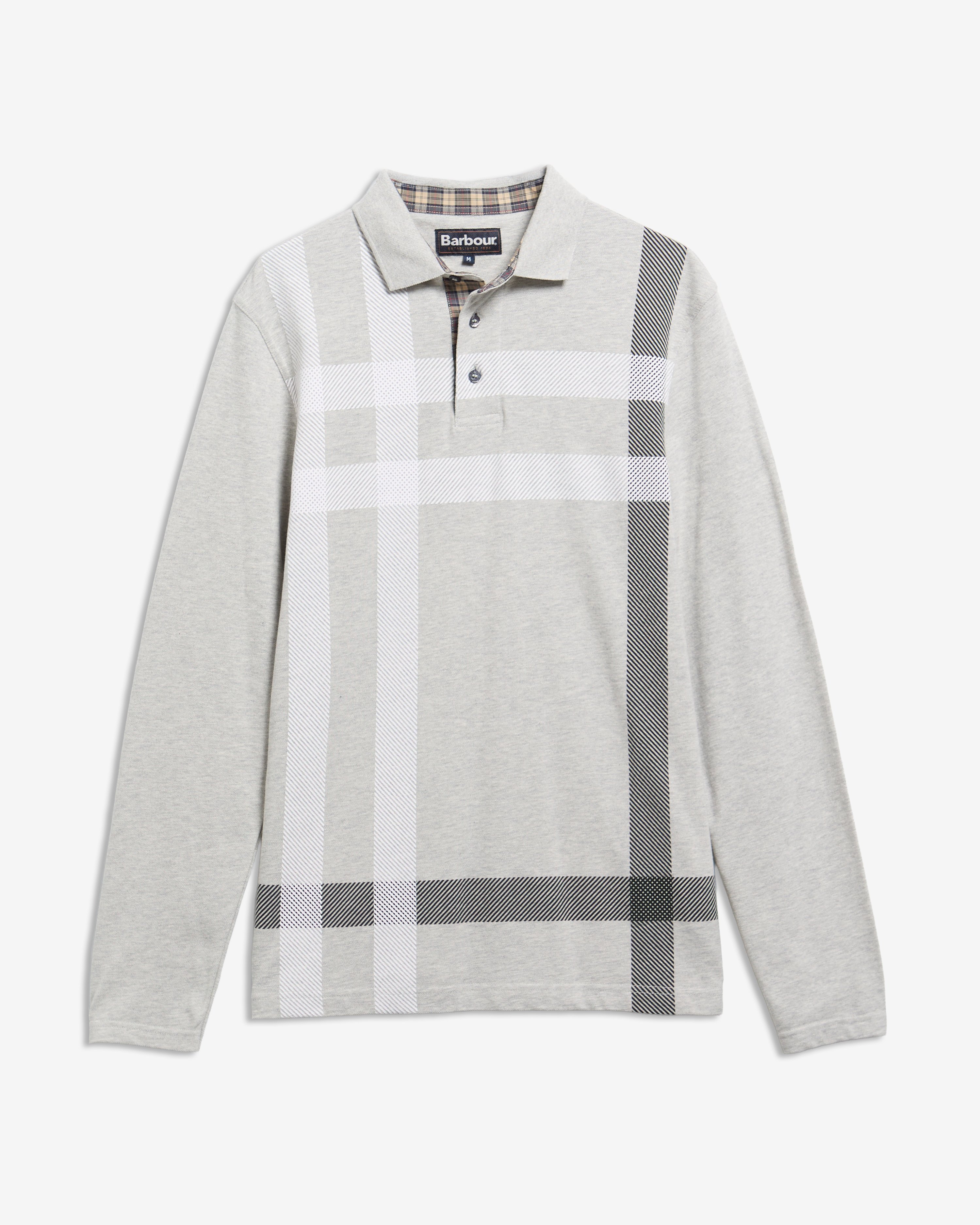 Blaine Tartan Long-Sleeved Polo Shirt Grey Marl