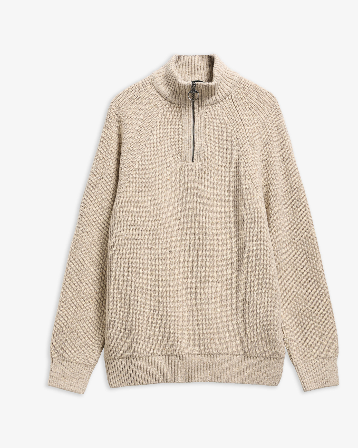 Essentials Fleck Wool Half-Zip Jumper Pearl