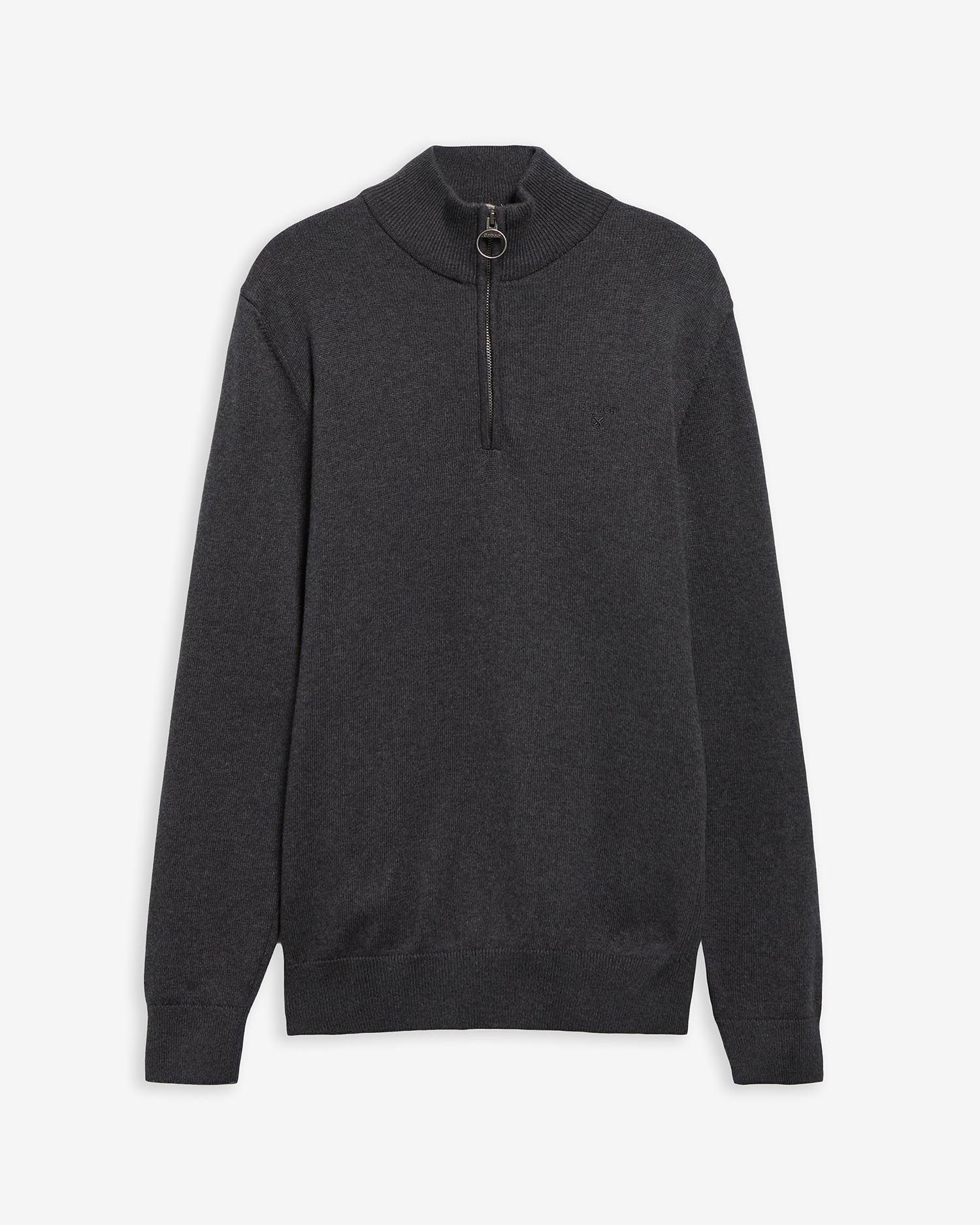 Cotton Quarter-Zip Jumper Charcoal
