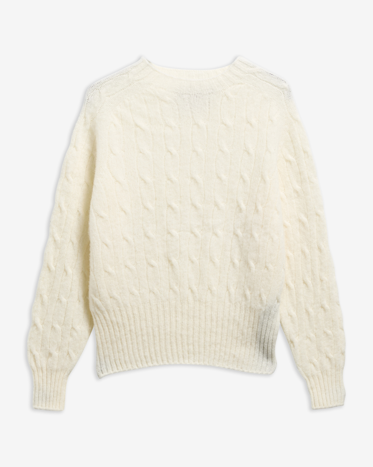Scottish Made Havant Cable Knit Wool Jumper Ecru